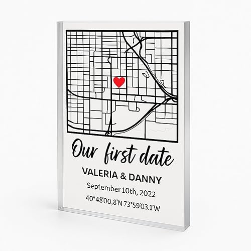 NEXT DAY SHIP Custom Our First Date Map Block - Couples Map, Where It All Began, Gift for Her, Acrylic Plaque, Custom Location, Couples Gift, Gifts