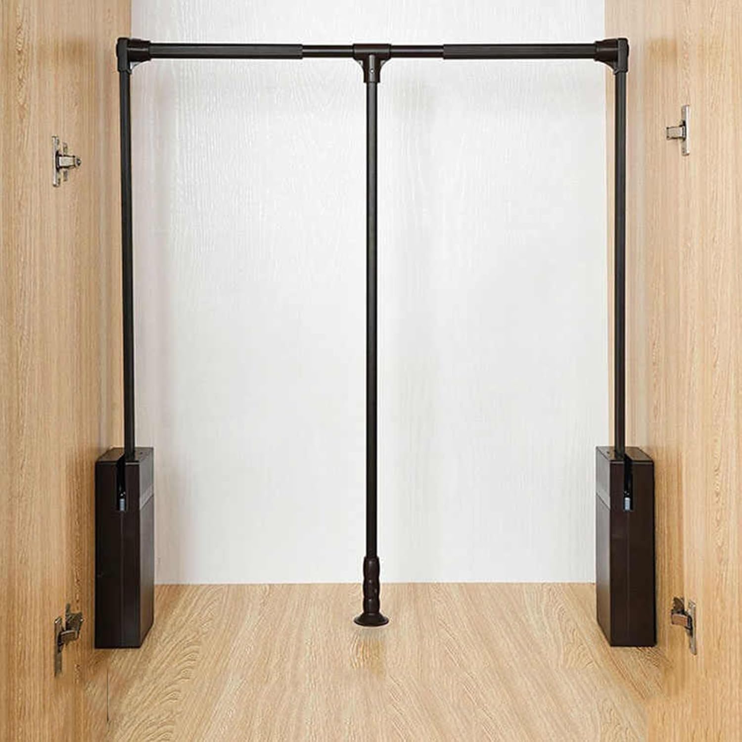 AYCDL Pull Down Closet Rod, Pull Down Wardrobe Rail, Pull Down Closet Rod,Wardrobe Lifting Clothes Rail,Brown-510,Brown-890