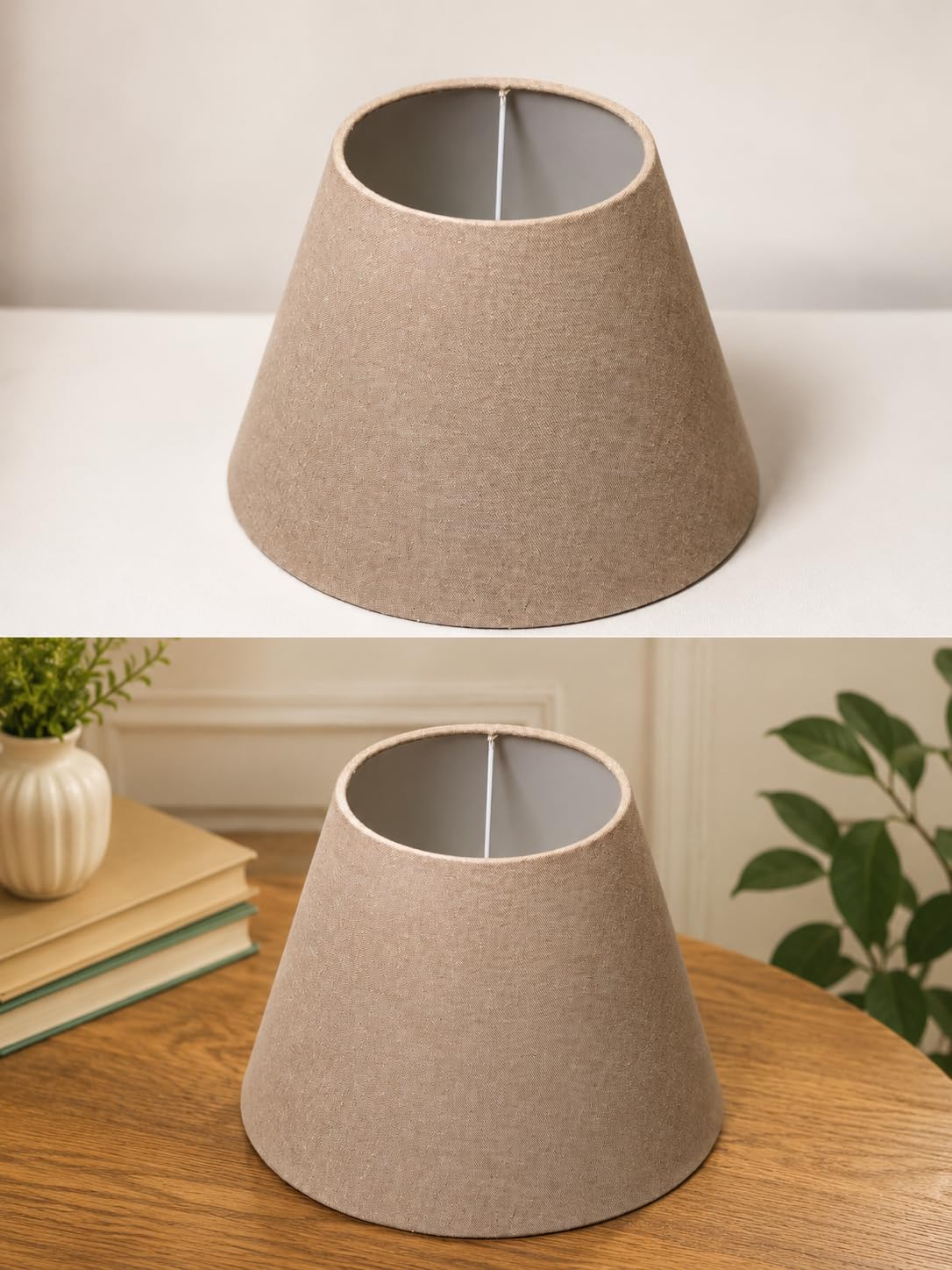 Cotton Flex Fabric Lamp Shade for Table Lamp | Premium Tapered Cone Decorative Lampshade | Bedside, Bedroom & Living Room lamp Shade 27 holder | Size: L25 x W13 x H20 CM-image-49