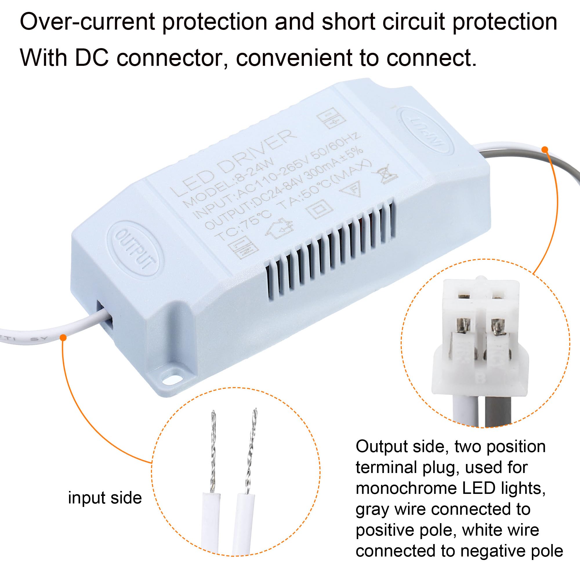 PATIKIL LED-Treiber 12–18W – Konstantstrom-Transformator, AC 85–265V Eingang, DC 36–63V Ausgang, 300mA, Für LED-Beleuchtung