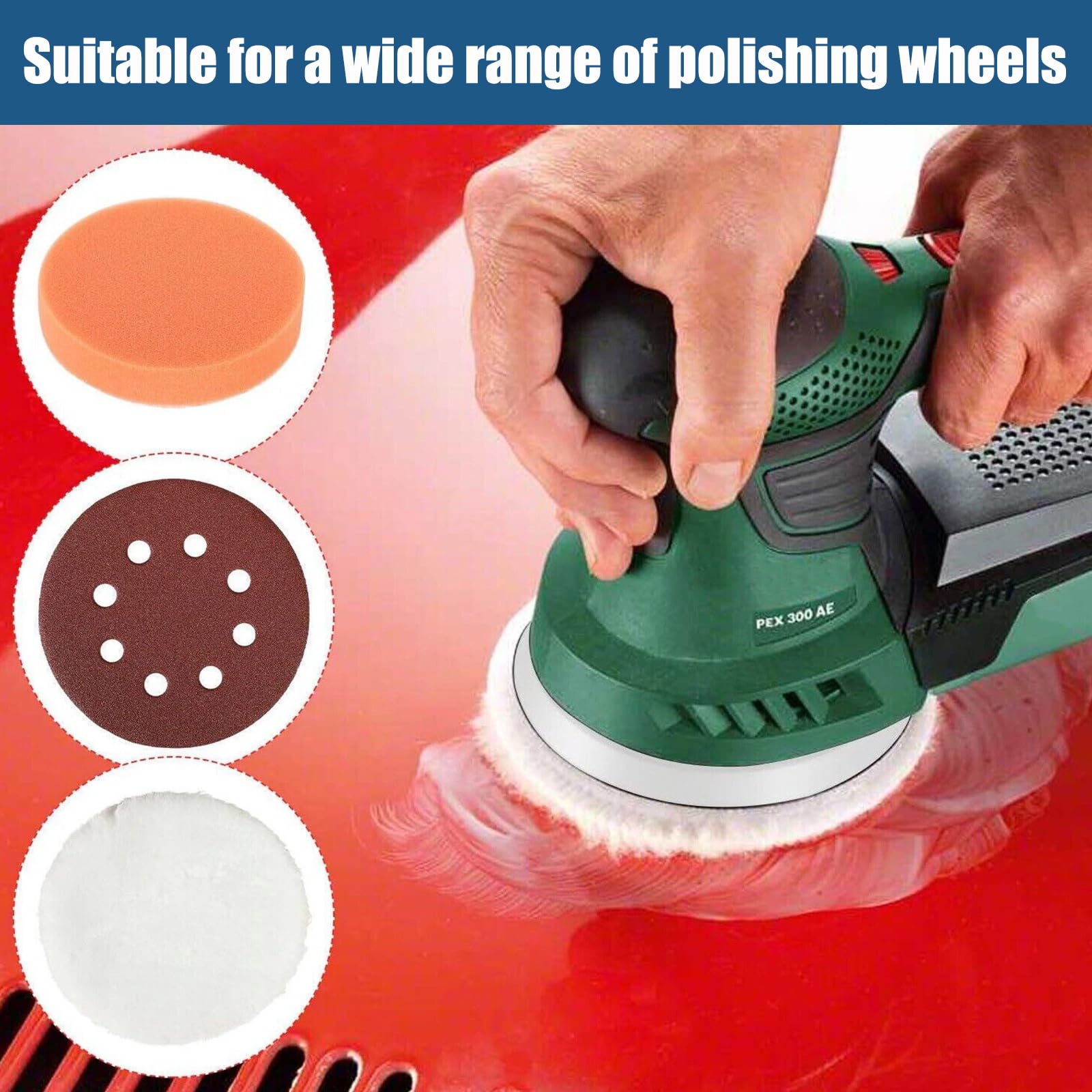 Piatto abrasivo da 125 mm, con 8 fori e sistema di fissaggio e velcro, piatto abrasivo per Bosch PEX 300 AE e PEX 400 AE