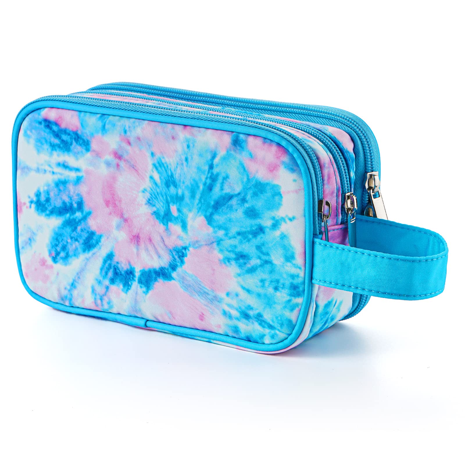 Vipdeal Kids Toiletry Bag for Girls, Travel Toiletry Bag for Teen Girls Cosmetic Bag Makeup Bag Waterproof Hanging Wash Bag Toiletries, Tie Dye Blue