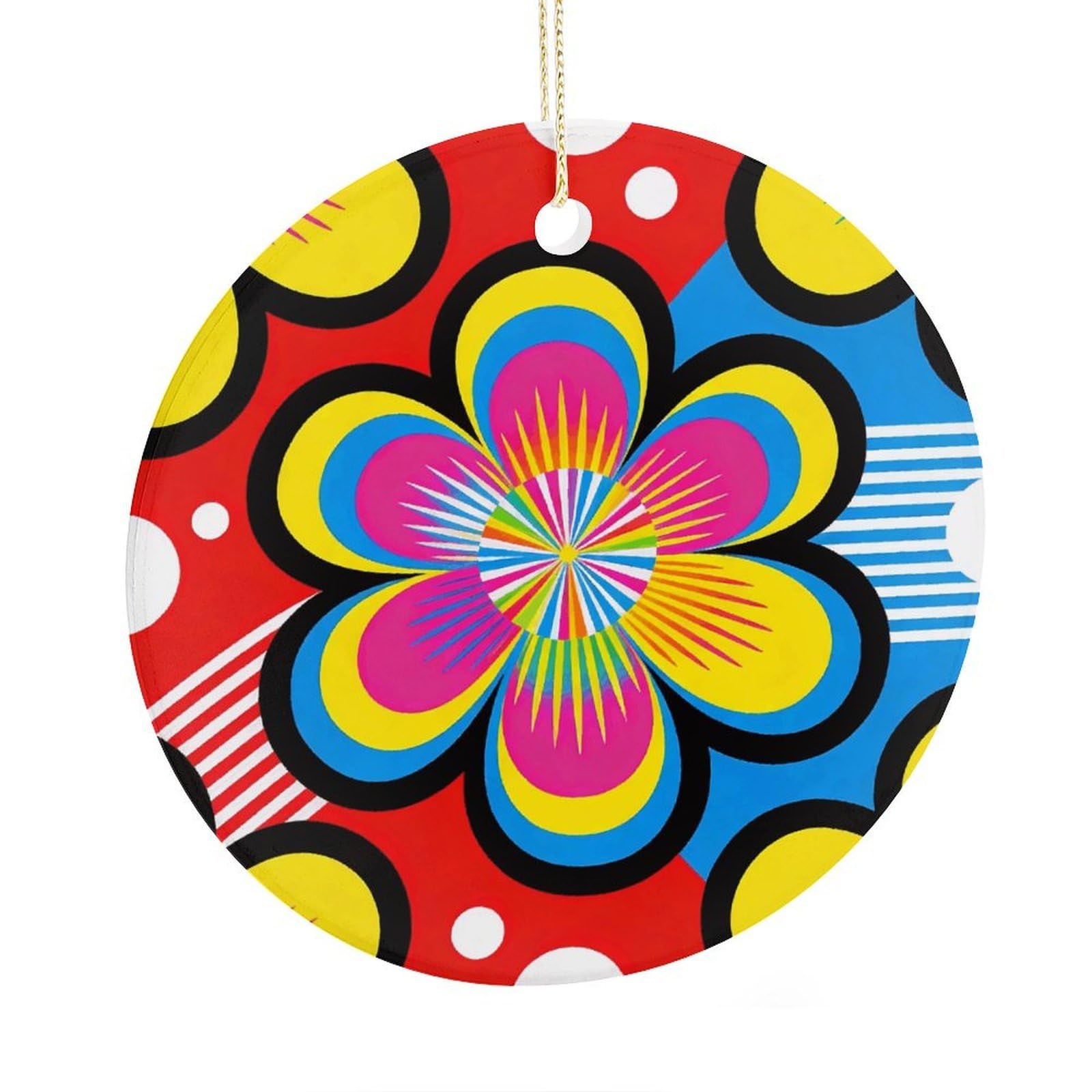 Fodpand Women's Style Neon Flower Core Ceramic Christmas Ornament,Wall Hanging Decor Windows Hanging Decor Best Friend Birthday Gifts, Friendship Gifts Car Hanging Ornament Gift For Girls, Teachers 2.9 In