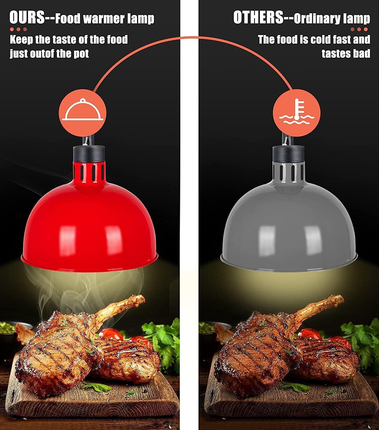 Lampada riscaldante per alimenti Lampada riscaldante retrattile sospesa per buffet per mantenere caldi gli alimenti Attrezzatura per la conservazione degli alimenti del ristorante (argento)