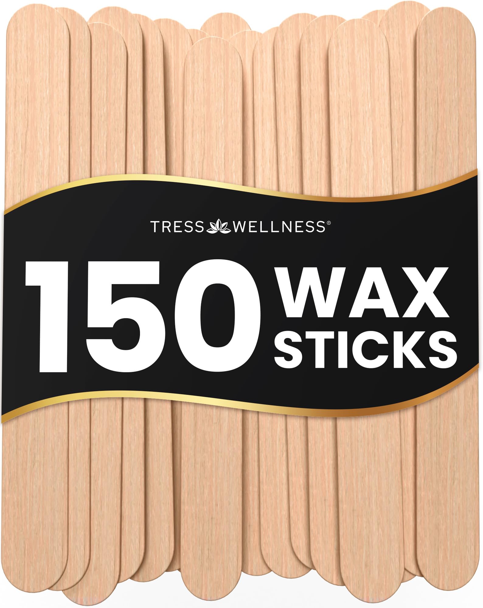 Tress Wellness - 脱毛用ワックススティック - ワックス用のプレミアム破片のない木製スティック、ボディとフェイスワックス用のワックススティック、150ワックススティック