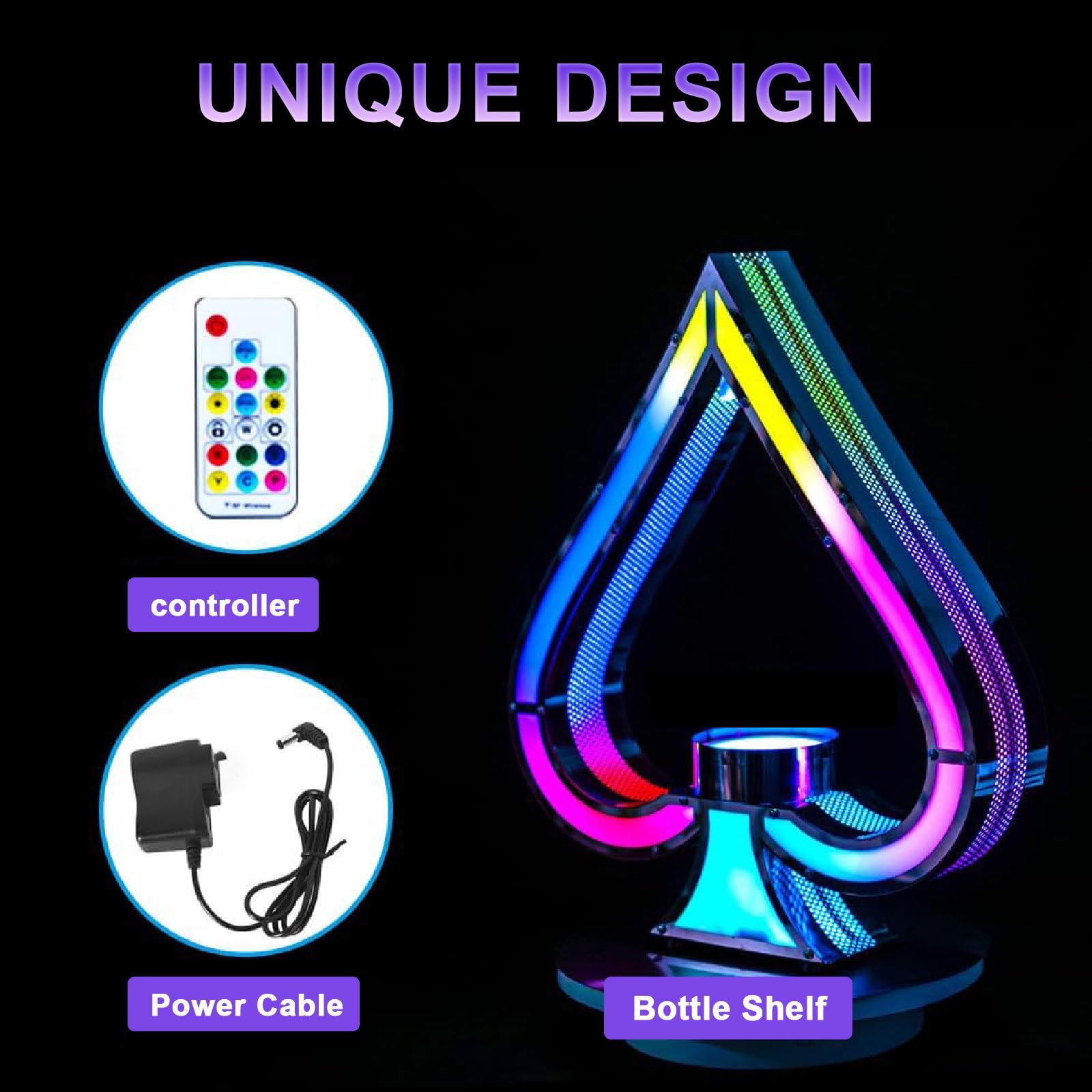 Espositore per Bottiglie di liquore Illuminato a LED, espositore VIP per Bottiglie di Champagne Ace of Spades, Ideale per Bar/Feste Private.