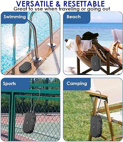 Miniatura 7 de Caja de seguridad impermeable, caja de seguridad portátil de combinación de 4 dígitos con cable extraíble, caja de seguridad pequeña antirrobo, caja