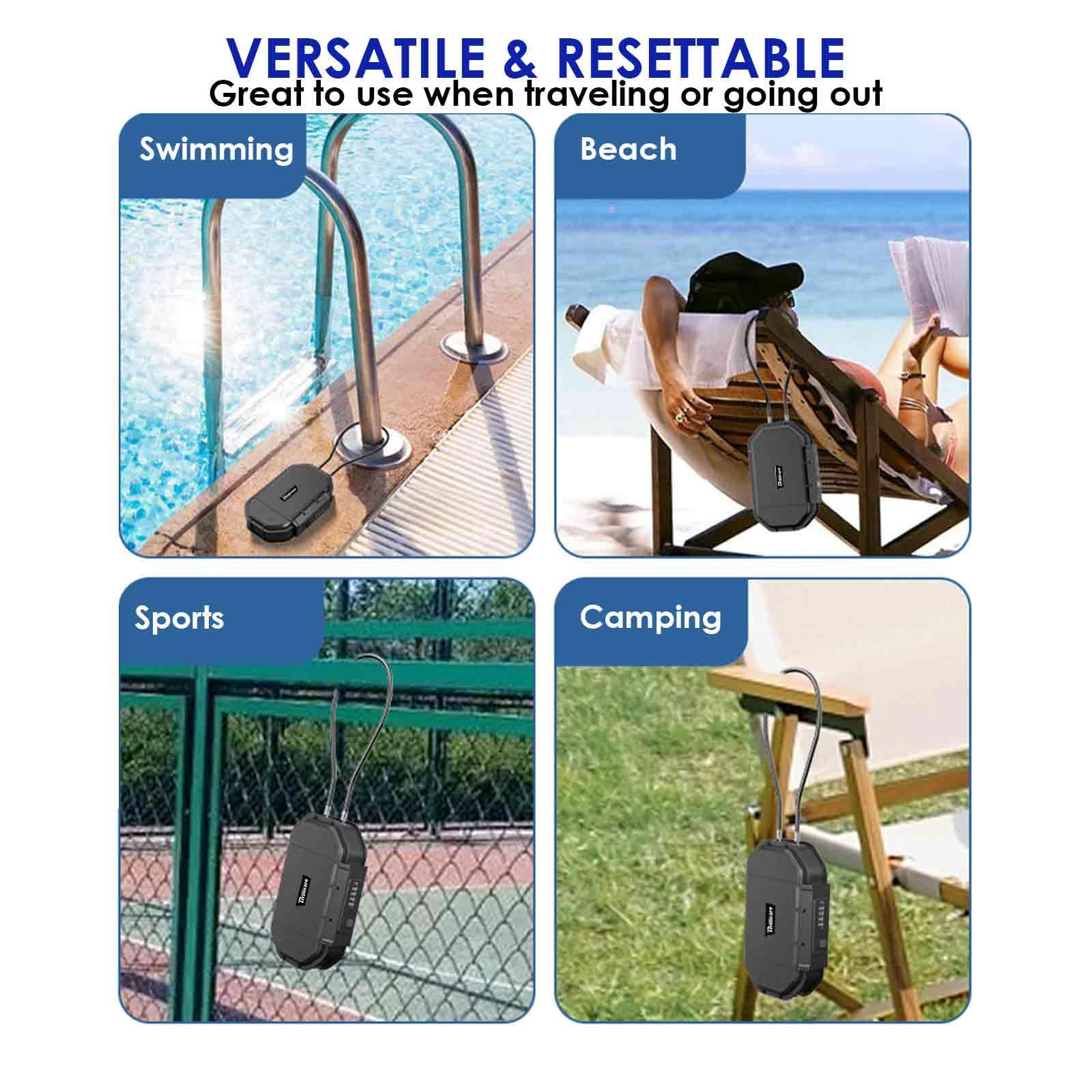 Boîte de verrouillage étanche, boîtes de sécurité portables à combinaison à 4 chiffres avec câble amovible, petite boîte de sécurité antivol, étui à argent liquide à code réinitialisable, cache-clés