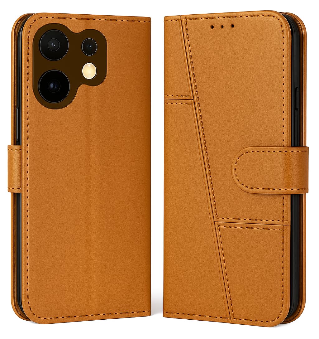 for Vivo V60E 5G / Vivo T4 Pro 5G / Vivo V60 5G Flip Cover Leather Finish | Inside TPU with Card Pockets | Wallet Stand | Complete Protection Flip Case