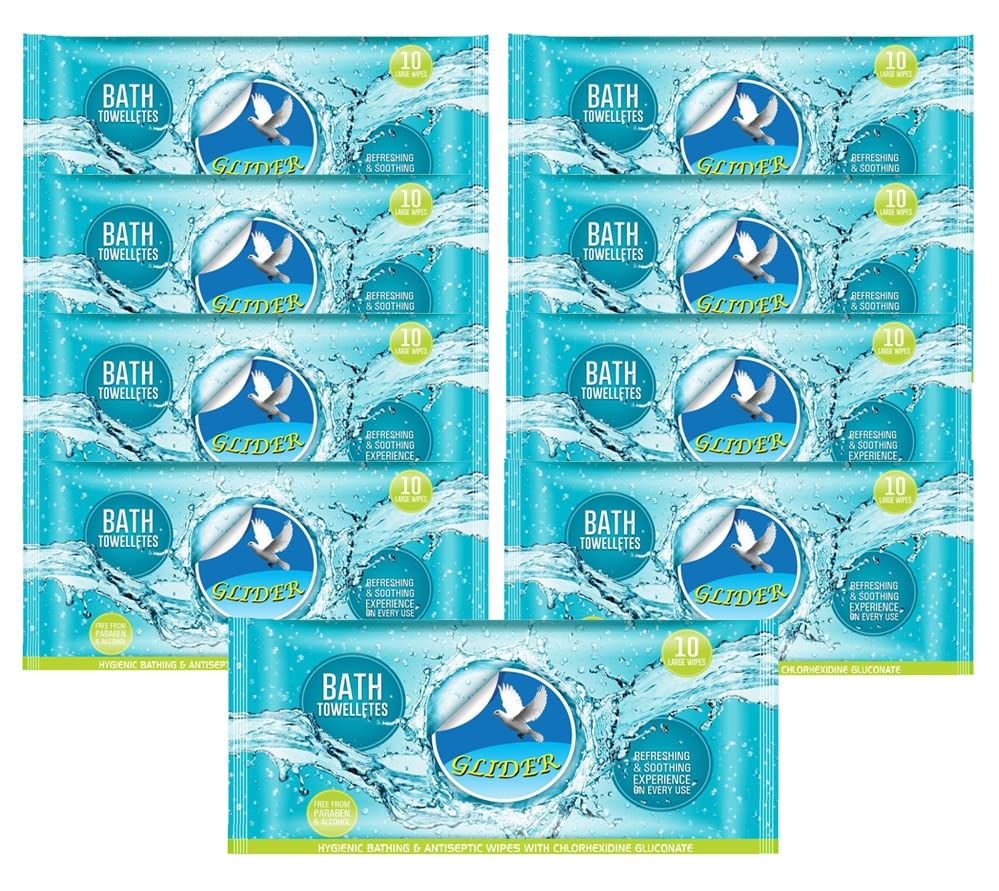 Glider Body Cleansing Wet Bed Bath Wipes for Adults | Large, Rinse-Free Body Cleansing Wipes | Aloe Vera & Vitamins | Hygienic & Refreshing Care (Pack of 9 – 90 Wipes)-image-18
