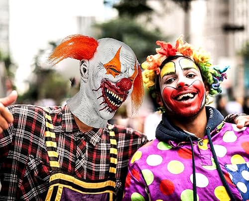 Miniatura 6 de Clown Joker Mask Scary Evil Funny Clown Costume Horror Latex Masks Halloween Carnival Costume Party Adult