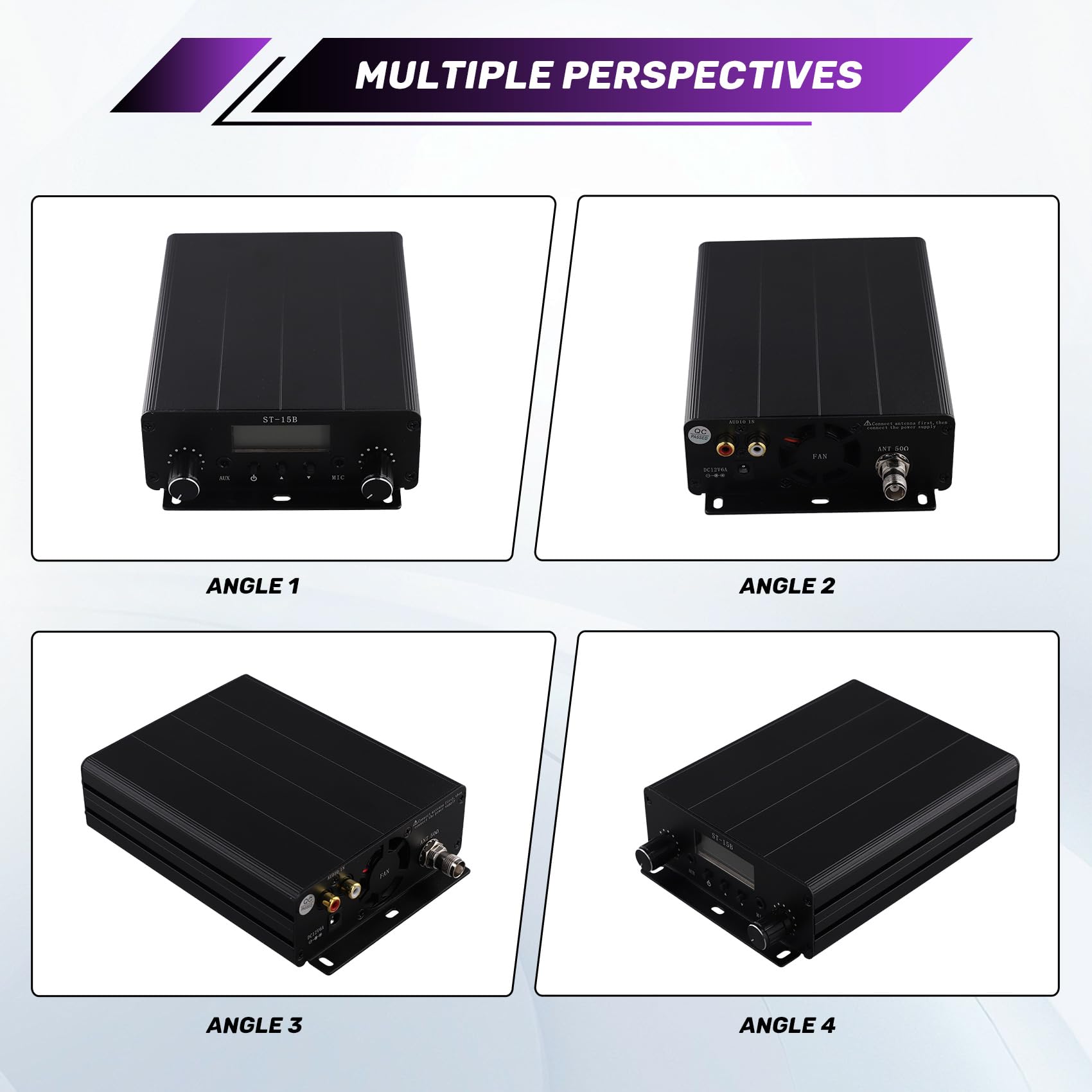Transmisor Estéreo FM PLL V2 de 15 W Compatible con para Transmisión de Audio Inalámbrica y Entrada de Audio Solo Host TNC.