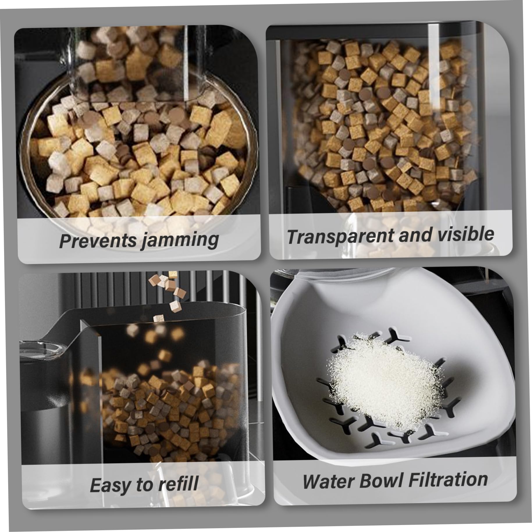 Automatischer Katzenfutterspender, 27, 9 x 22, 9 x 22, cm, 2-in-1, großes Fassungsvermögen, Abnehmbarer, sicherer Futterspender für Hunde und Katzen und Wasserspender für Haustiere.