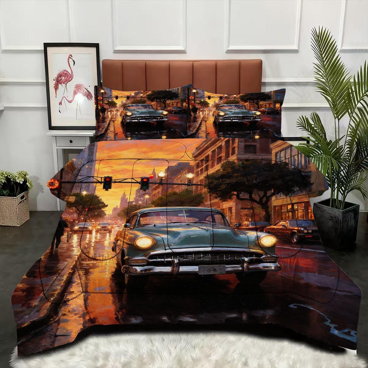 Couette 200 x 200 cm Voiture de Sport lavable en machine pour éliminer la corvée de housse