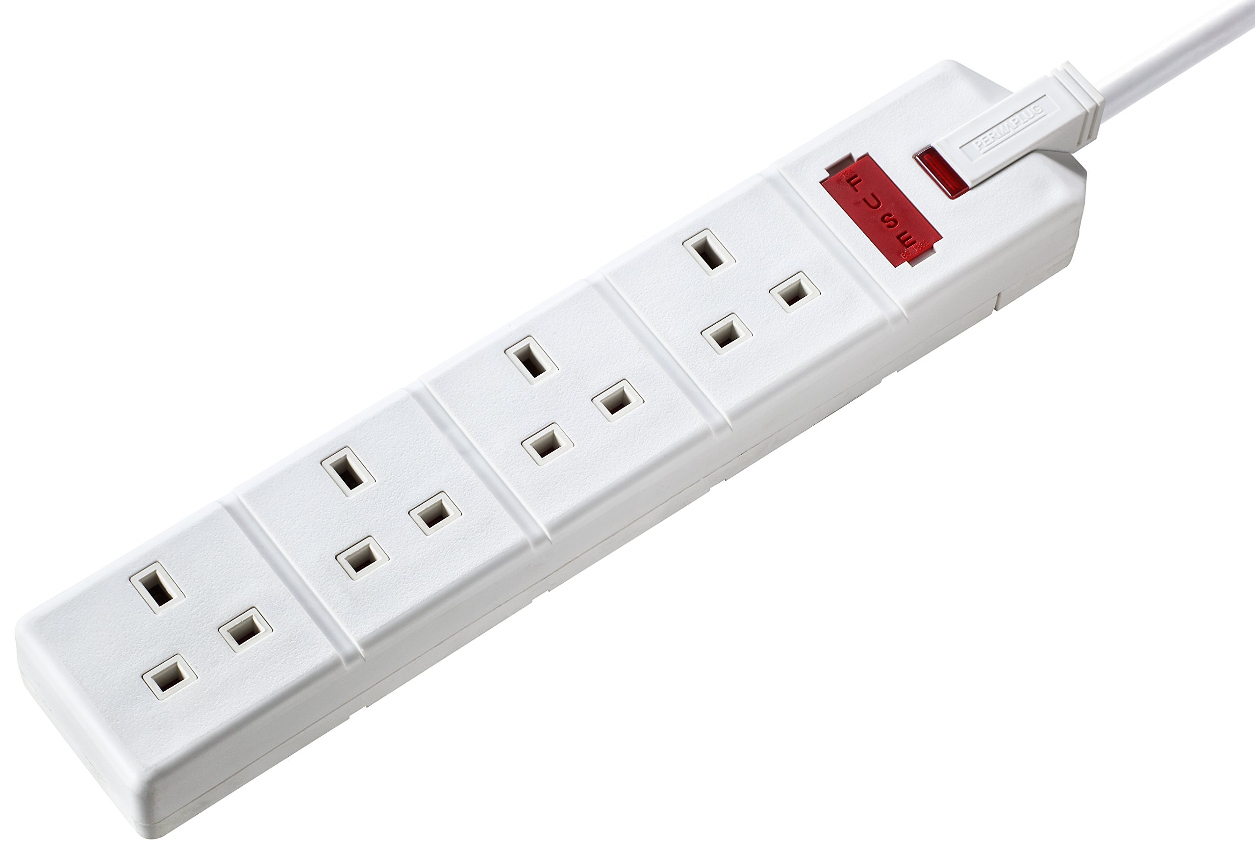 MasterplugEXS1344W 13amp 4 Socket 4m Heavy Duty Extension Lead - White