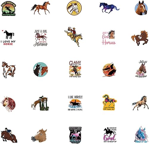 Miniatura 2 de Paquete de 50 calcomanías de equitación para niños adolescentes y adultos calcomanías impermeables de vinilo de caballo calcomanías de arte de