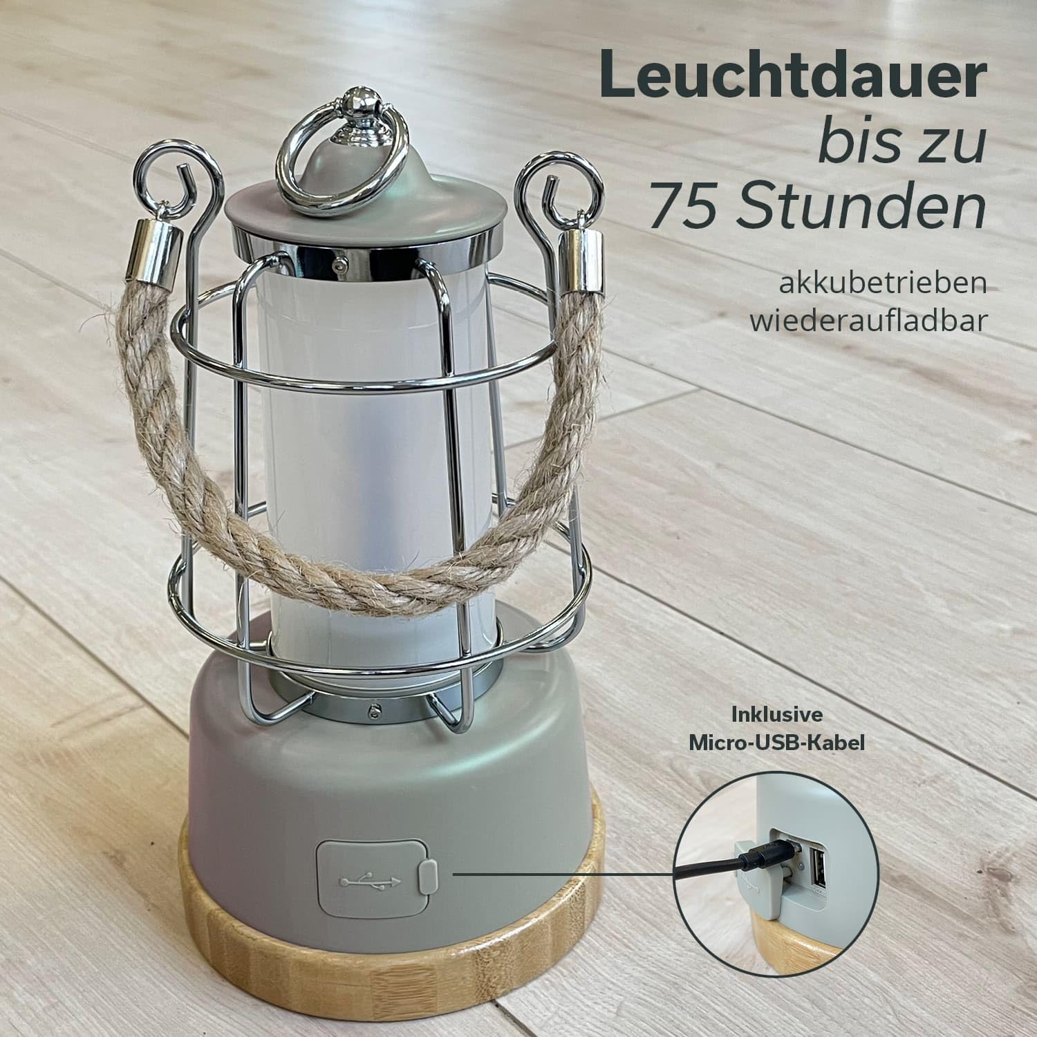 Lampe lanterne de camping LED Kiruna Jord - Rechargeable - USB - Bambou Lampe lanterne de camping LED Kiruna Jord - Rechargeable - USB - Bambou