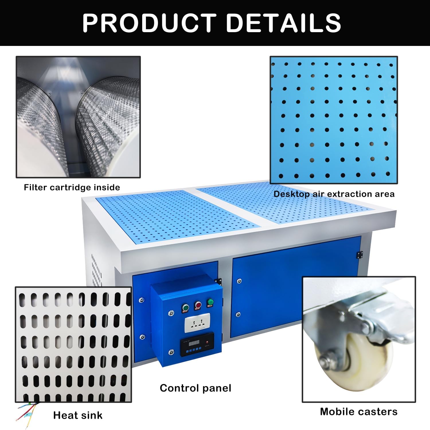 Metal Working Downdraft Table Dust Collector Vacuum Welding Multi-Stage Purification Dust Collector for Grinding Polishing Dusting Welding 59''*29.5'' 220V