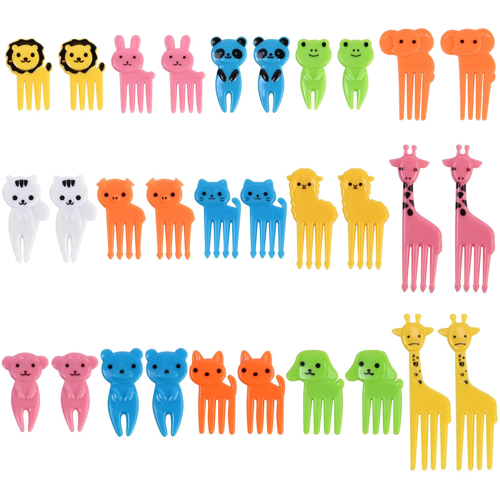 30 Pièces Fourchettes à Fruits Enfants, Fourchettes à Fruits Animaux en Plastique, Mini Fourchette à Fruits Bento de Dessin Animé, Accessoires de Pics à Gâteaux Alimentaires pour Dessert, Mixte