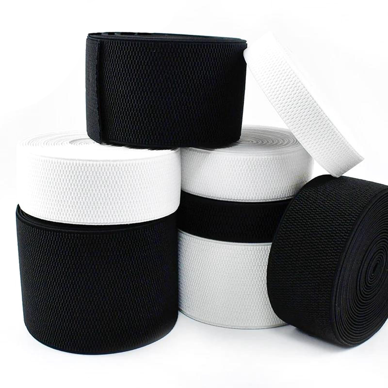 Nastro Elastico in Poliestere da 5 Metri – 25–100 mm, Elastico per Jeans, Cinture, Abbigliamento e Cucito Creativo,Bianco,100 mm