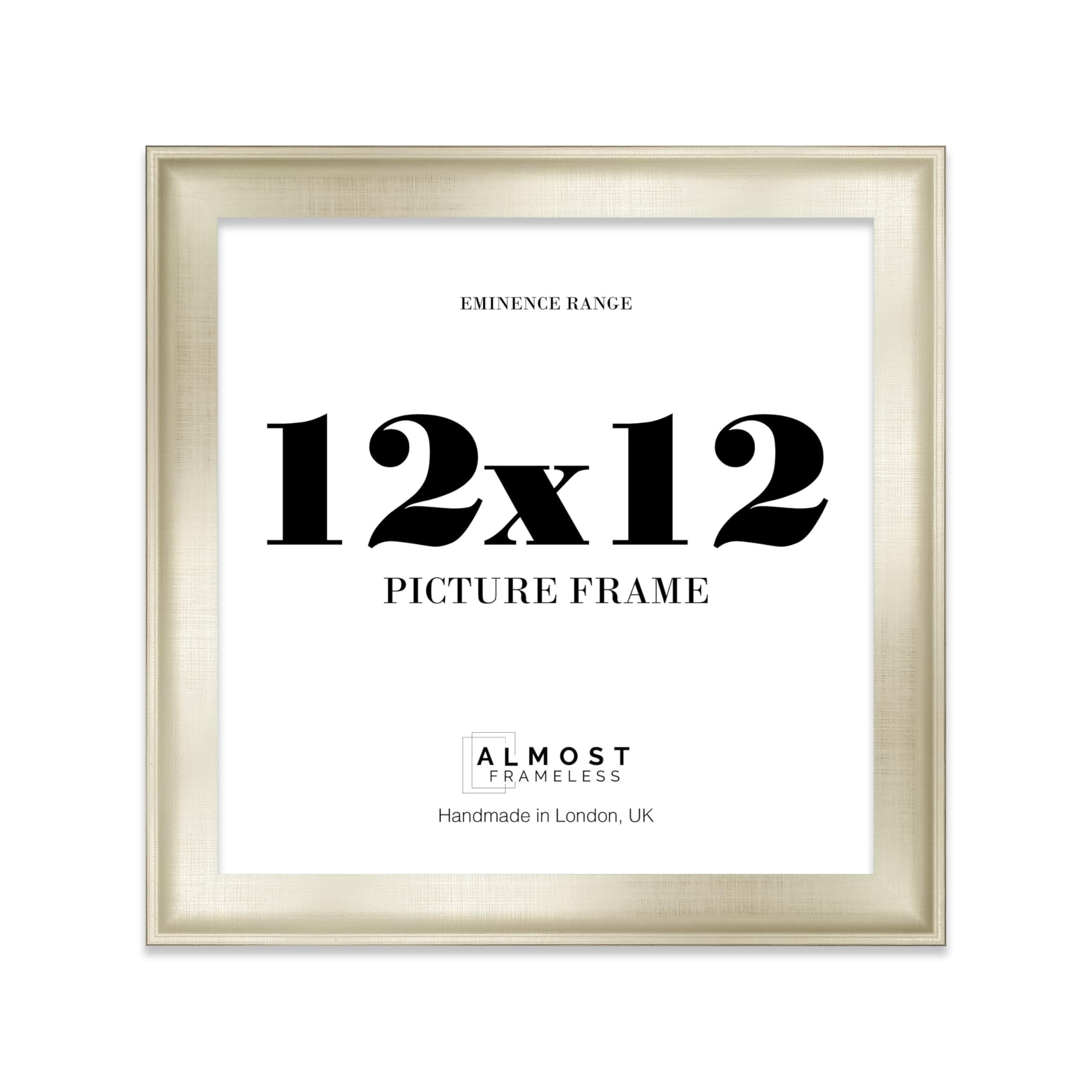 12x12" Silver Picture Frame - Rustic Wood Industrial Effect Photo Frame for Wall Display, Ideal for Posters, Prints & Home Décor, Wall Hooks and Kickstand, 32mm Edge - 1 Pack