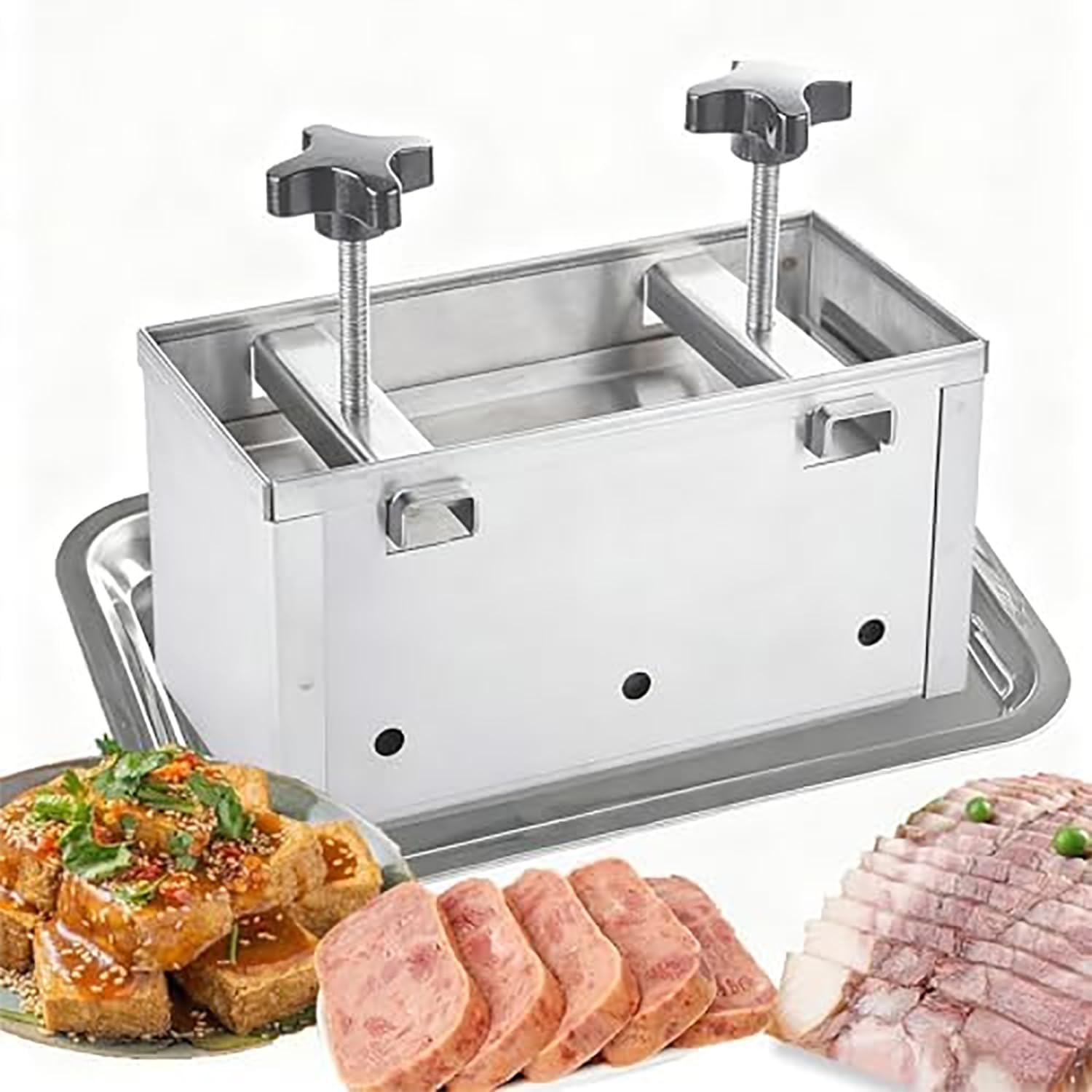 Molde de acero inoxidable para prensa de carne para jamón, hamburguesas, deslizadores, barbacoa, parrilla, 1,5 mm de grosor