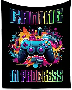 Boy Blanket - 30x40 Inches Cool Gaming Throw for Boys, Girls - Black Soft Fuzzy Blankets for Couch & Office