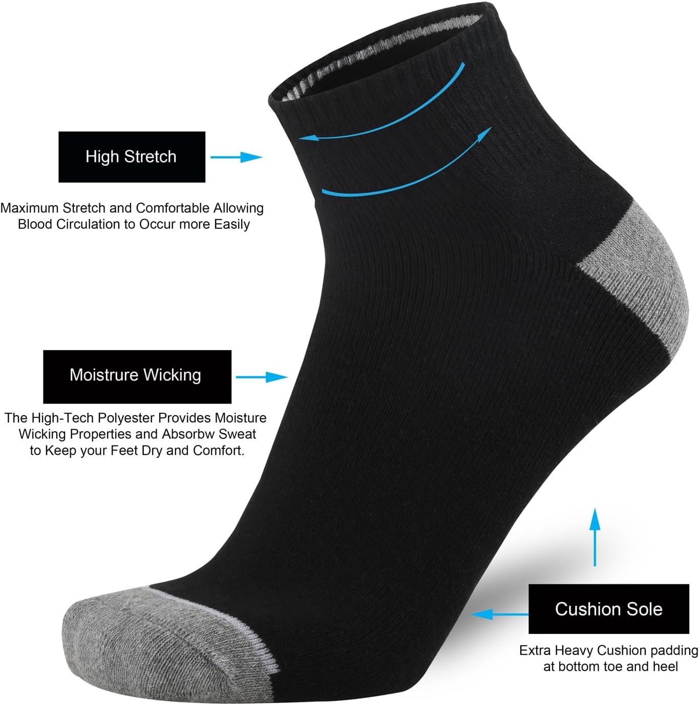 ONKE Low Cut Quarter Socks for Men Athletic Exercise Running Sports Work image 4