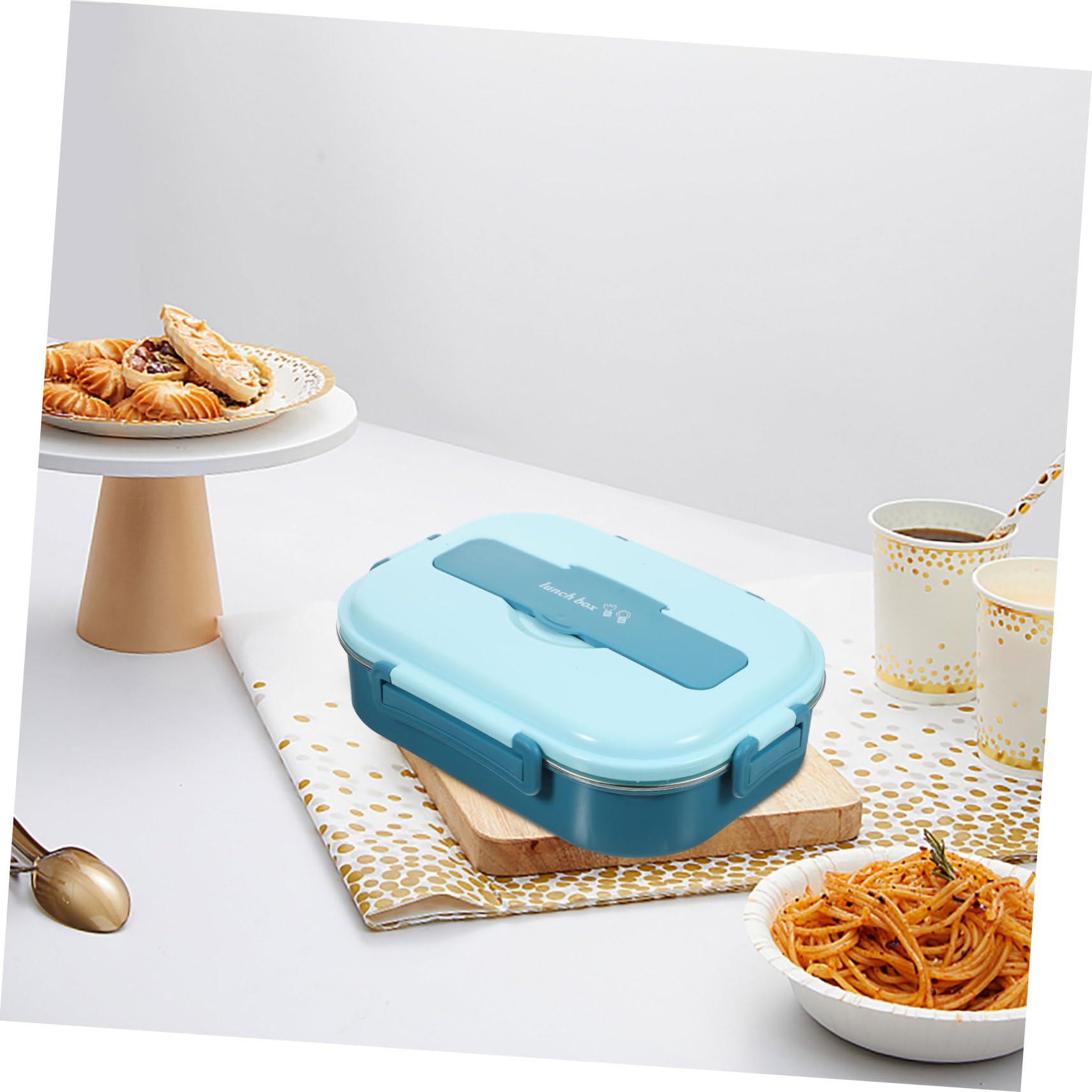 Boîte à Lunch Bento en Acier Inoxydable 1300ml 4 Compartiments | Bleu Pp Plastique, Étanche Anti-odeur, Présent Rentrée, École et Travail