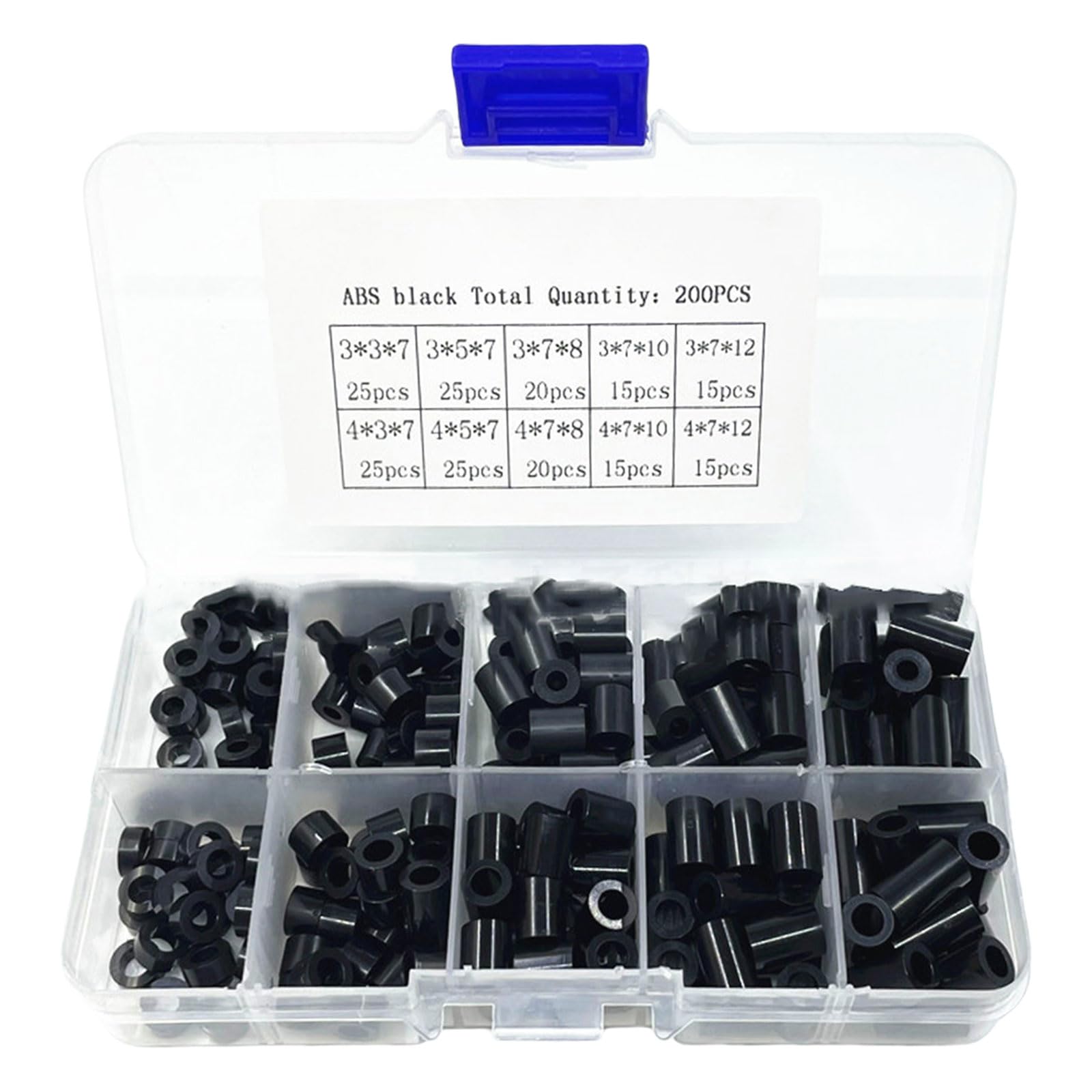 Hdoytxxm Black 200Pcs Nylon Standoff Spacer Set, Insulation Column Standoff Spacer Durability Spacers For Electronics Project Assortment Set
