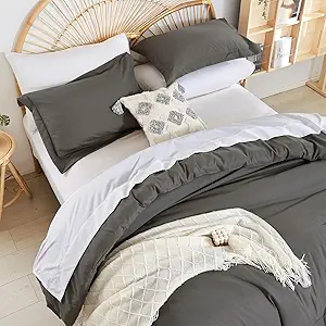 Queen Comforter Set Boho Bed Comforter Set 7PC Dark Grey Comforter Queen Size Soft All Season Microfiber Comforter with Fitted Sheets, Flat Sheets, Pillow Shams, and Pillowcases