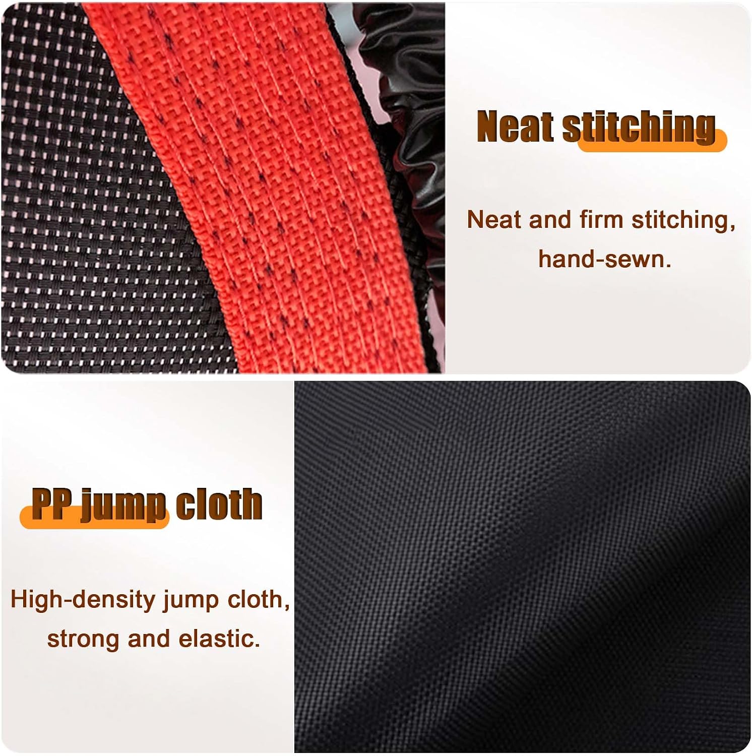 Trampoline Mat, Fits 6-15FT Frame Trampoline Replacement Mat, Trampoline Accessories, Longer Lasting Stitching, Trampoline Pad - with 36-108 V-Rings Not Include Spring,Orange,10FT(64buckles)