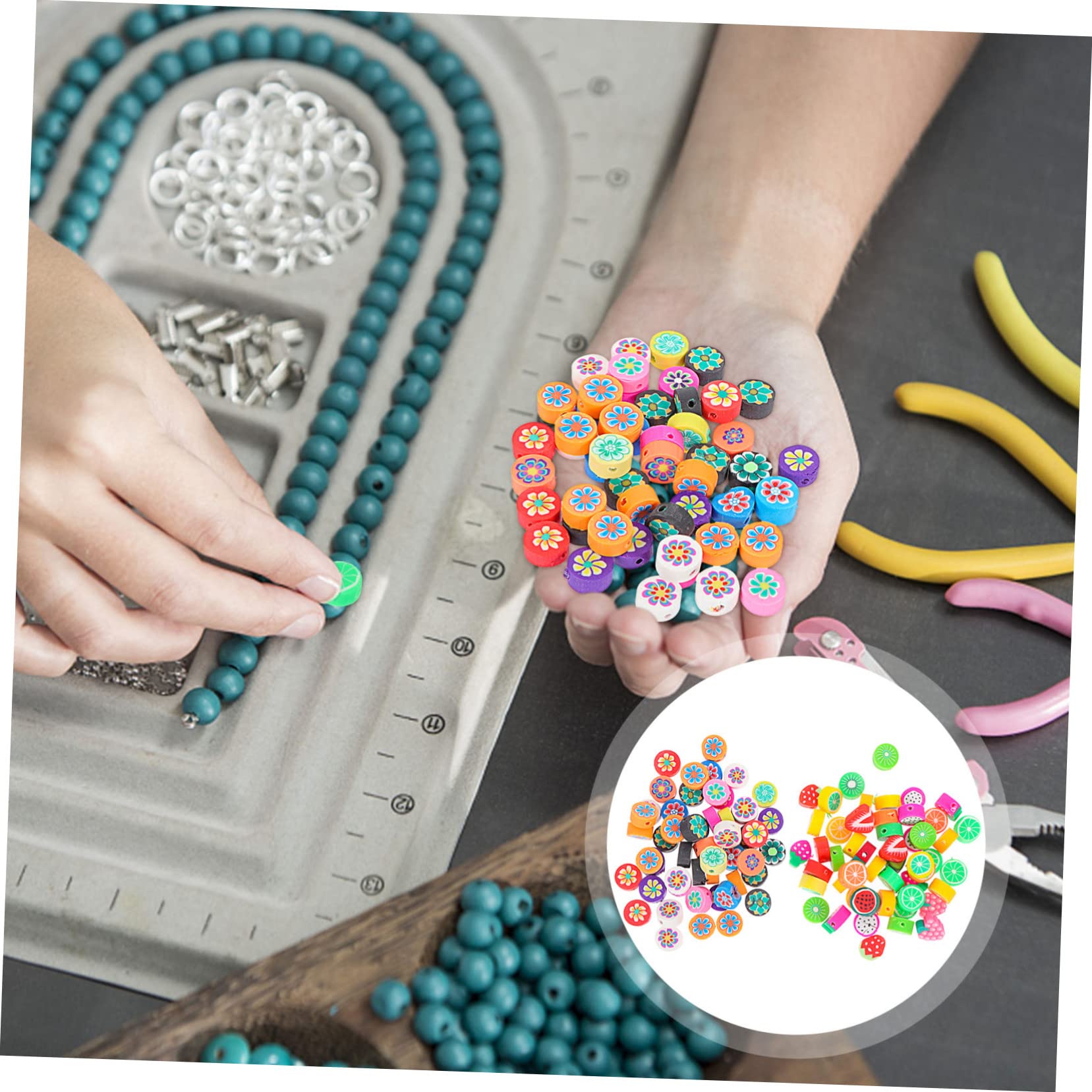 Uonlytech Abalorios De Frutas De Arcilla Polimérica Para Manualidades Diy Accesorios Para Pulseras Y Collares Para Adultos 100 Piezas*5