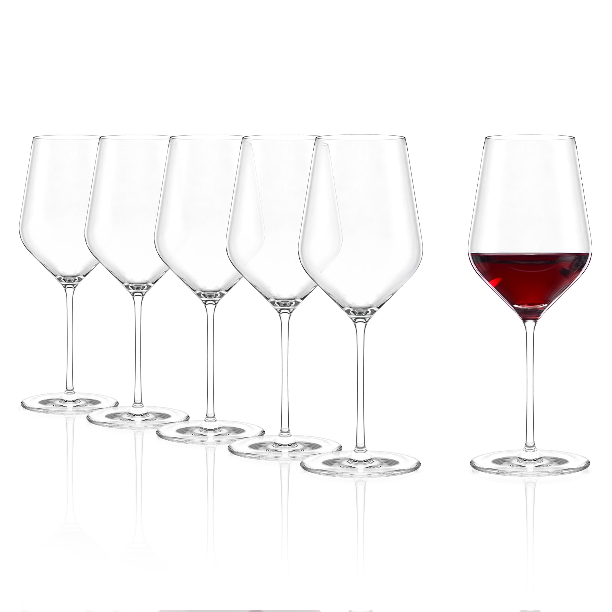Red Wine Glasses Set of 6 (STARlight). Dishwasher Safe, Lead-free Crystal Red Wine Glasses (17.25fl oz). Shatter-Resistant Elegant Wine Glasses - Genuine Stölzle Wine Glass Set