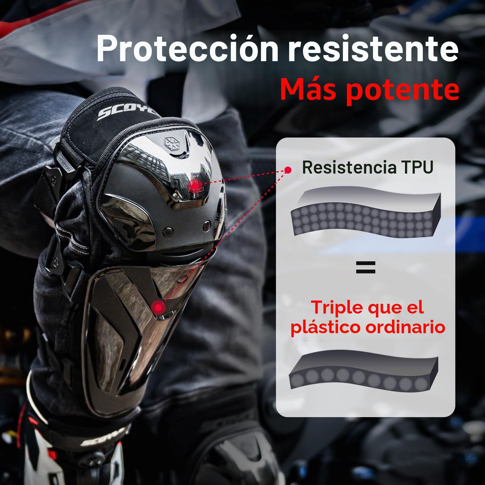 Scoyco 1 Par Motocicleta Rodilla Espinillera Pads Negro Ajustable Rodilla Cap Pads Protector Armadura para Motocross | Bandas ajustables de protección para ciclismo