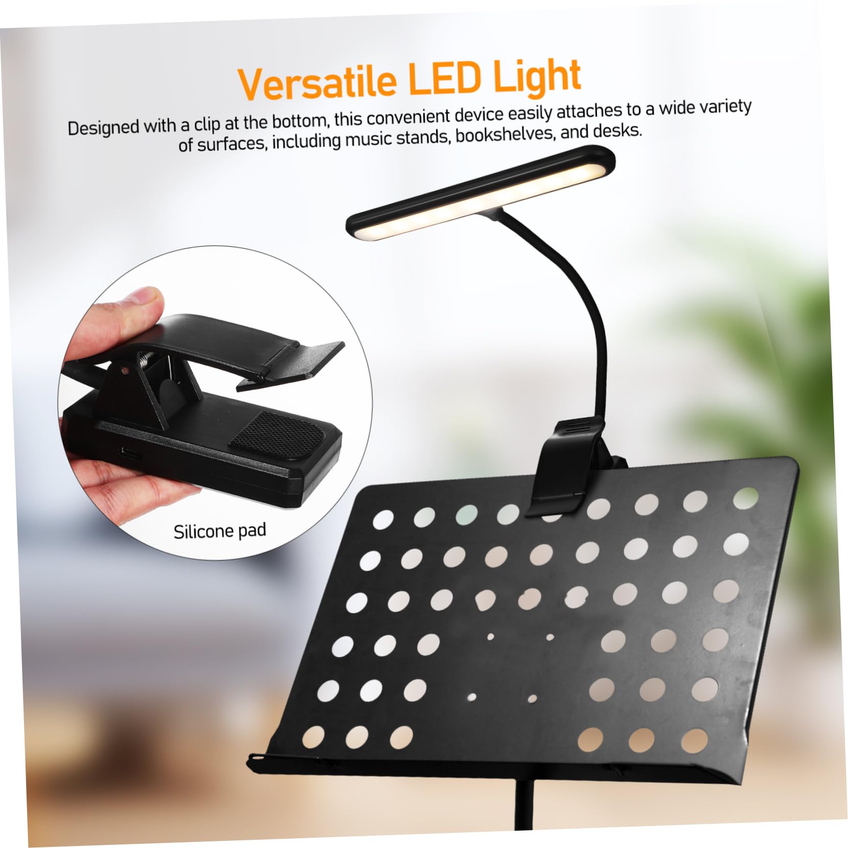 BESPORTBLE Lampada LED da Leggio Clip Ricaricabile 1000 Mah Nera