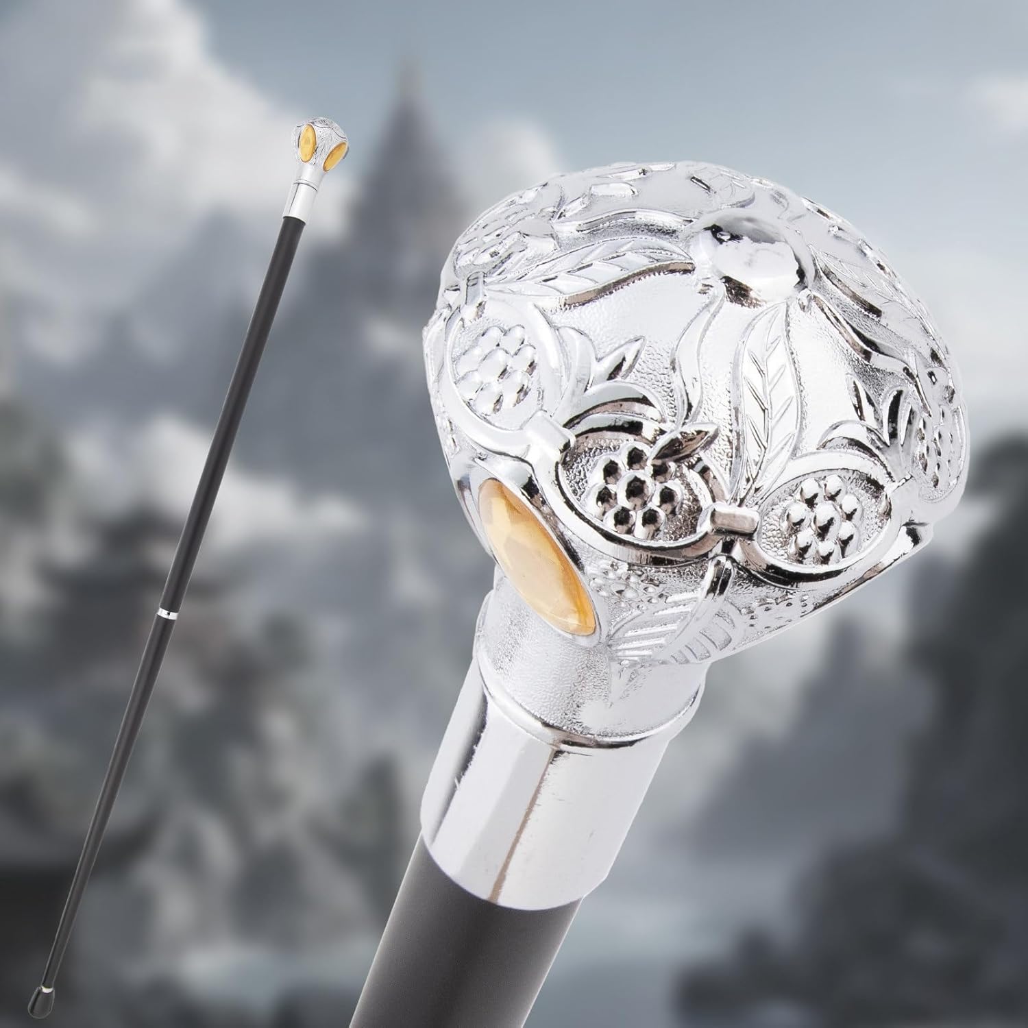 White Yellow Sapphire Walking Cane, Luxury Men Womens Walking Stick, Heavy Duty 500 Lbs Capacity Ergonomic Handle 93cm