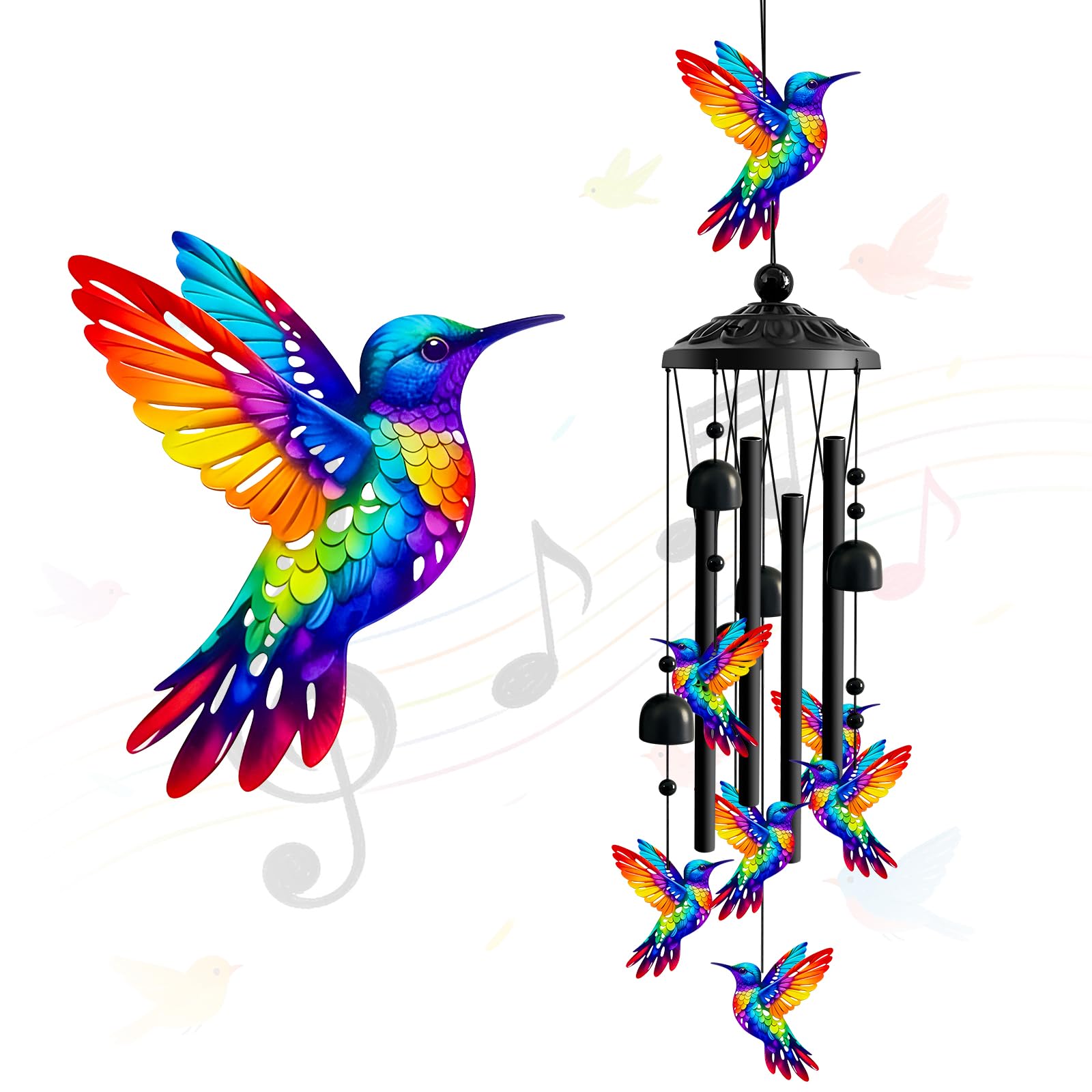 Hummingbird Wind Chimes for Outside, Deep Tone Memorial Windchimes for Patio Porch Balcony Decoration, Memorial Wind Chimes Gifts for Women Mom Grandma Sister Mothers Day Hummingbird Gifts