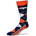 For Bare Feet NFL Denver Broncos Argyle Line Up Dress Sock Team Color OSFM