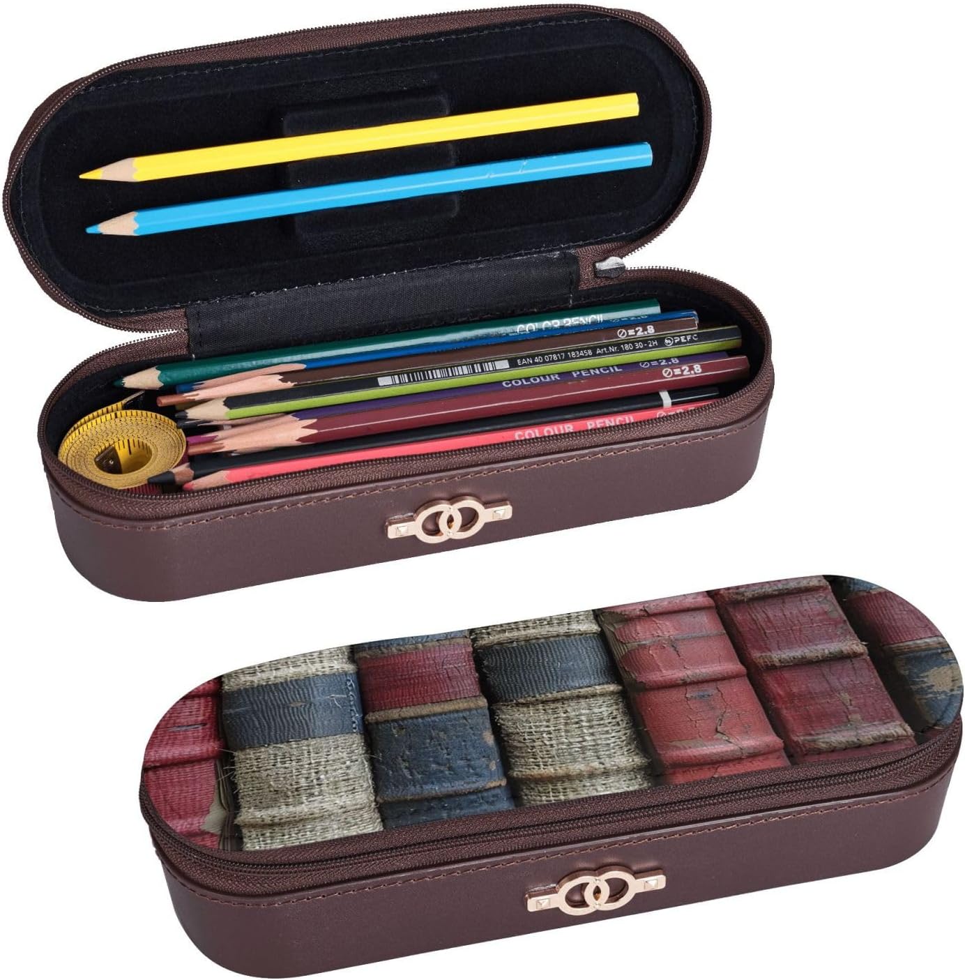 Old fabric Leather Multi Slot Pen Storage Case image 2