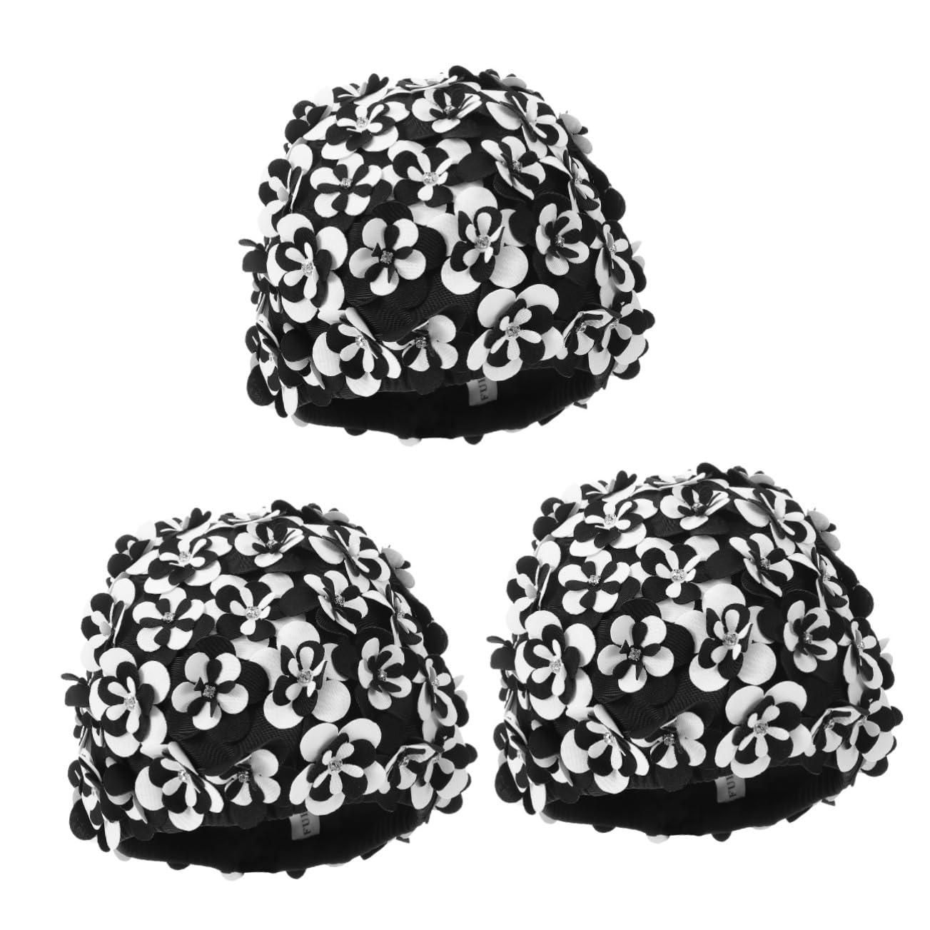 Gorro de natación Rana Sombrero de Verano Gorro de baño o de Piscina o Impermeable o de baño Floral o de baño para Mujer Pelo Largo algodón Black