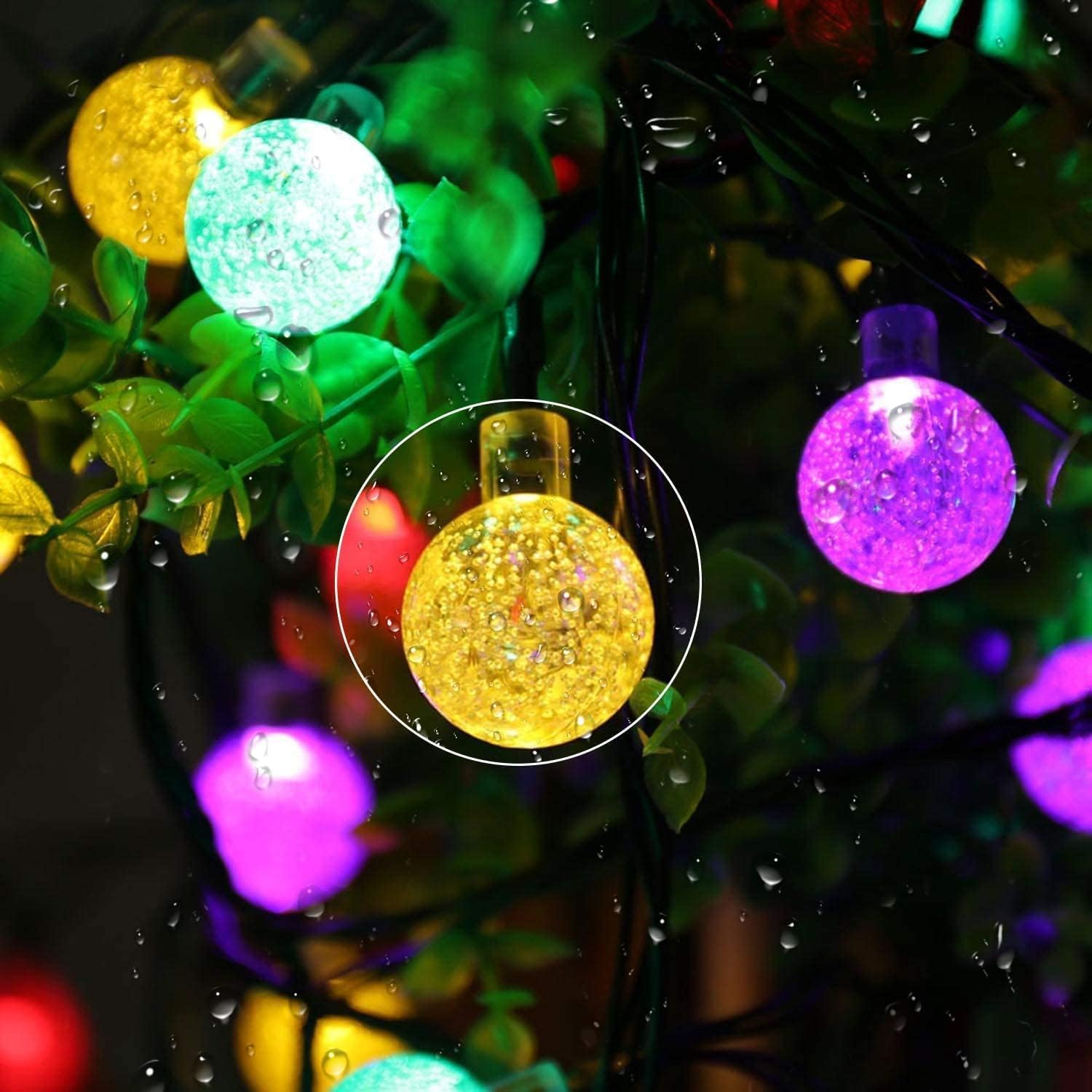Guirnalda de luces solares para exteriores, 100 luces LED de globo de cristal de 40 pies con 8 modos de iluminación, luz solar impermeable para patio, jardín, porche, boda, fiesta, decoración