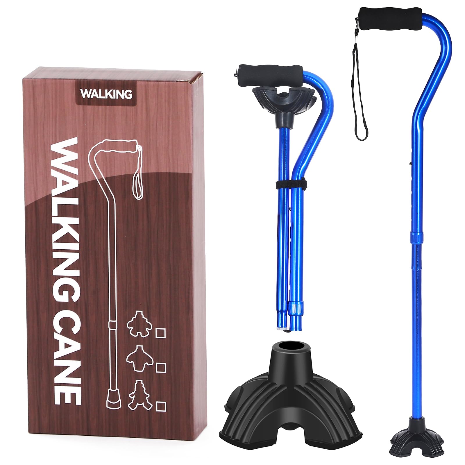 bastón para caminar YOKABOZE bastón plegable bastones ajustables y palo de aluminio ligero para hombres / mujeres bastón de ayuda para movilidad de equilibrio (negro)