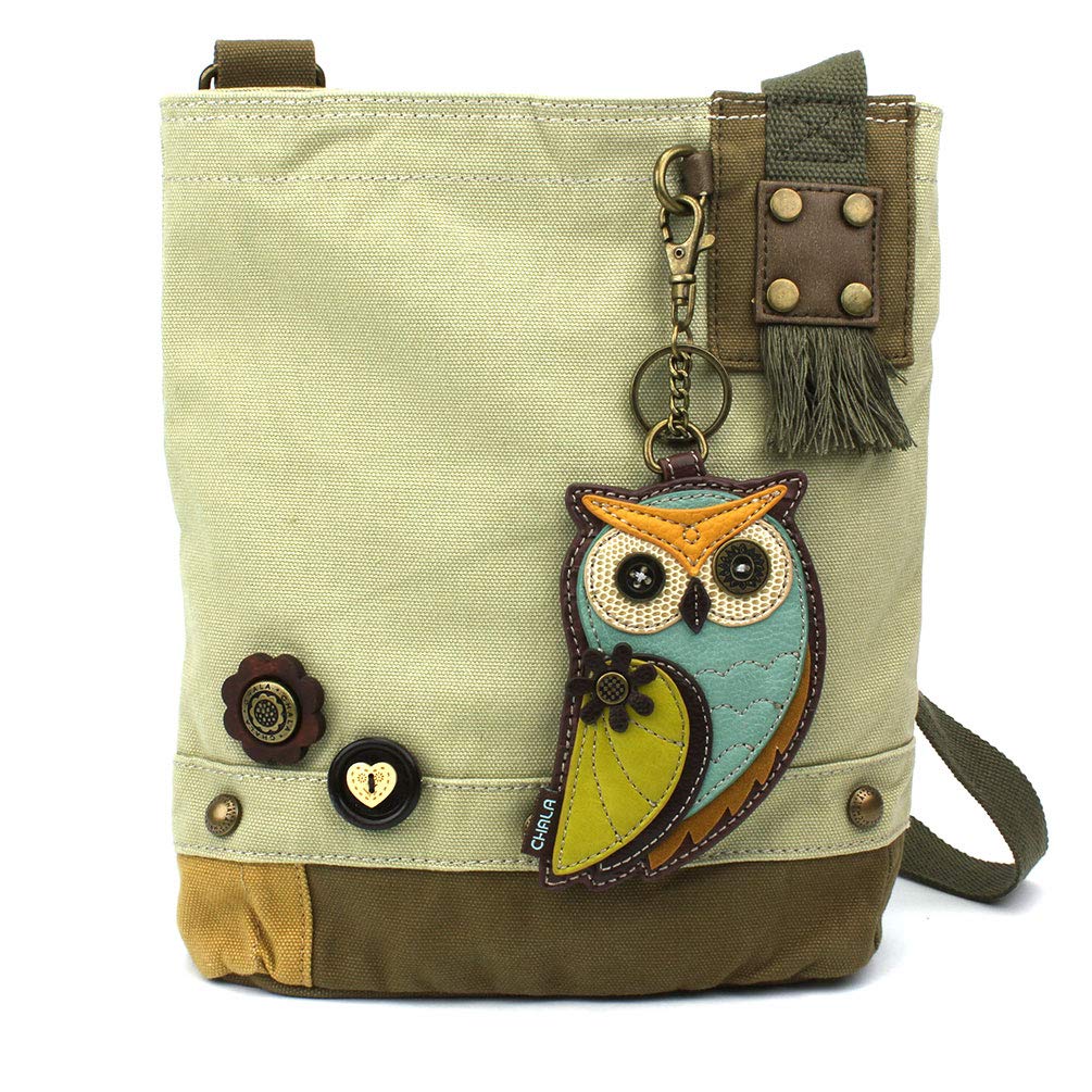 CHALA Patch Cross-Body Women Handbag, Canvas Messenger Bag Olive, Metal Charming Cross - Oliv, Medium — view 122