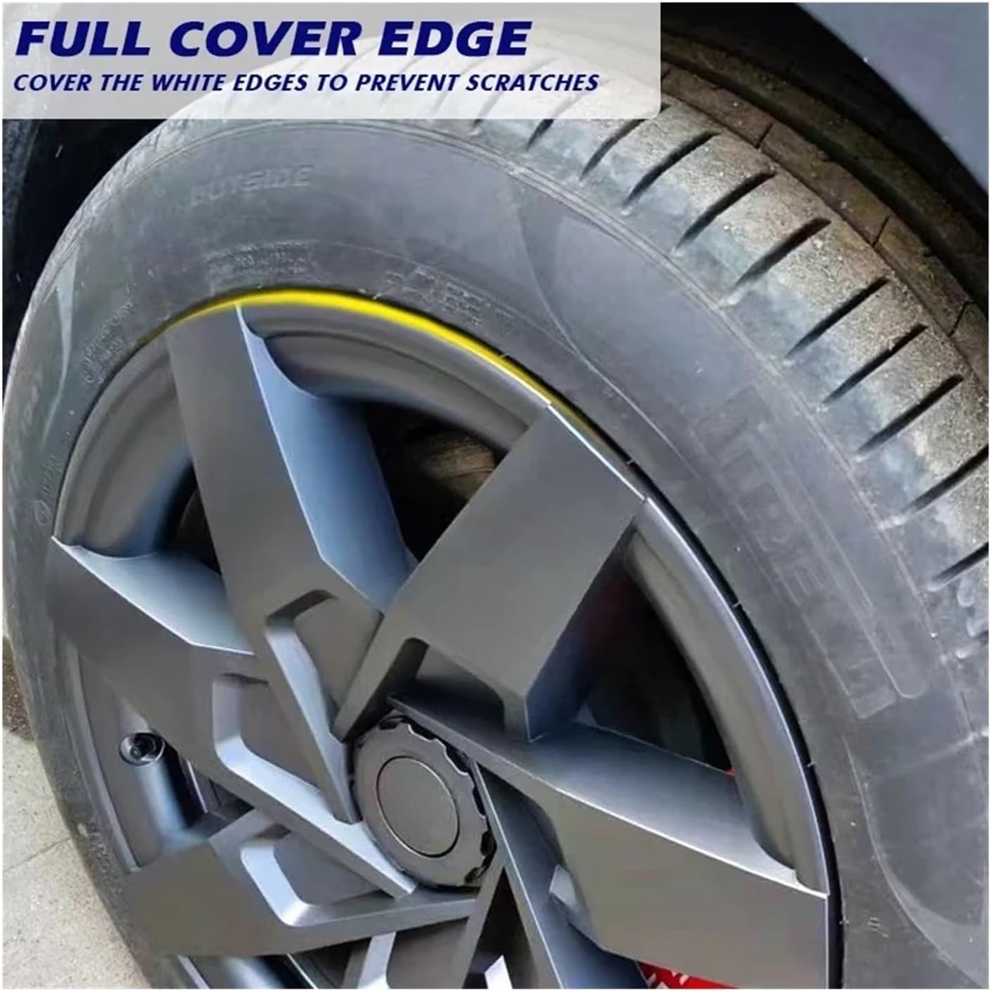 4PCS Hub Cap Replacement 19Inch Wheel Cap Automobile Full Rim Cover Accessories Compatible for Tesla Model Y Hubcap Wheel Parts(Matte Black Carbon)