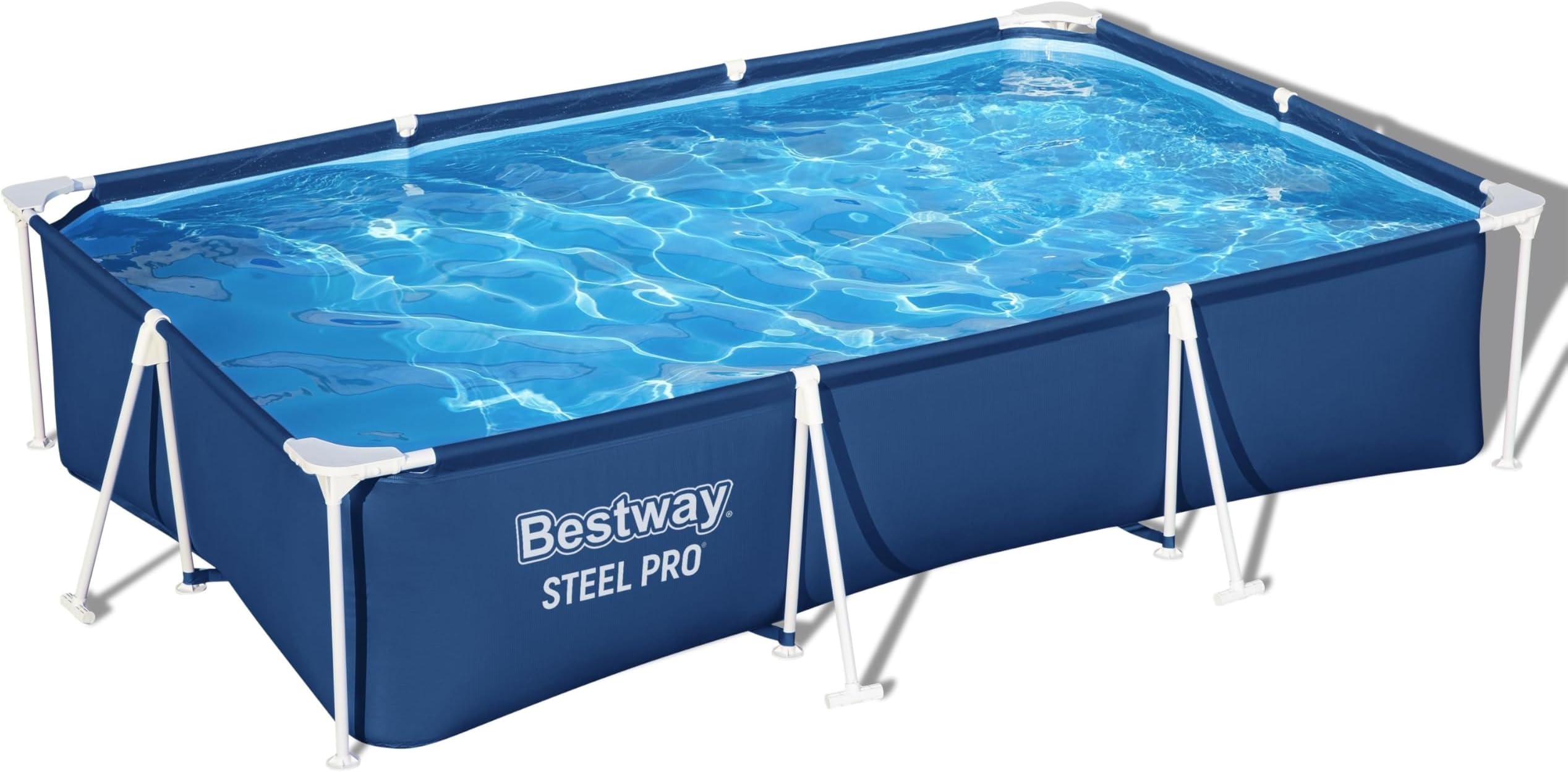 Bestway Steel Pro Rectangular Above Ground Swimming Pool 3m x 2m x 66cm/9'10" x 6'7", Frame Pools, Corrosion-resistant Steel Frame, Sturdy & Durable