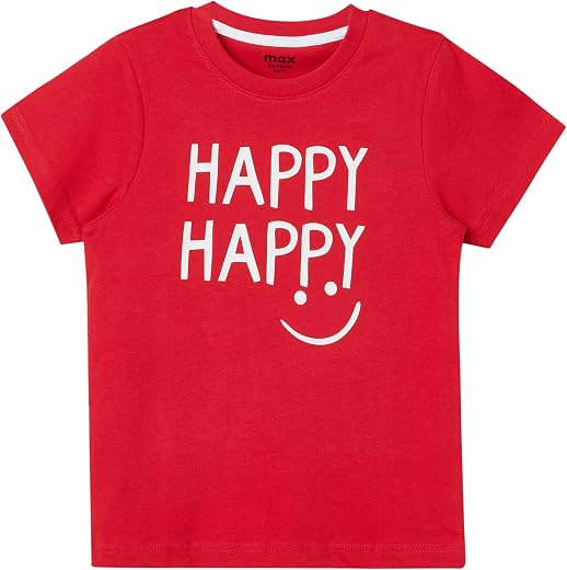 Max Boy Cotton Printed Regular Fit T-Shirt