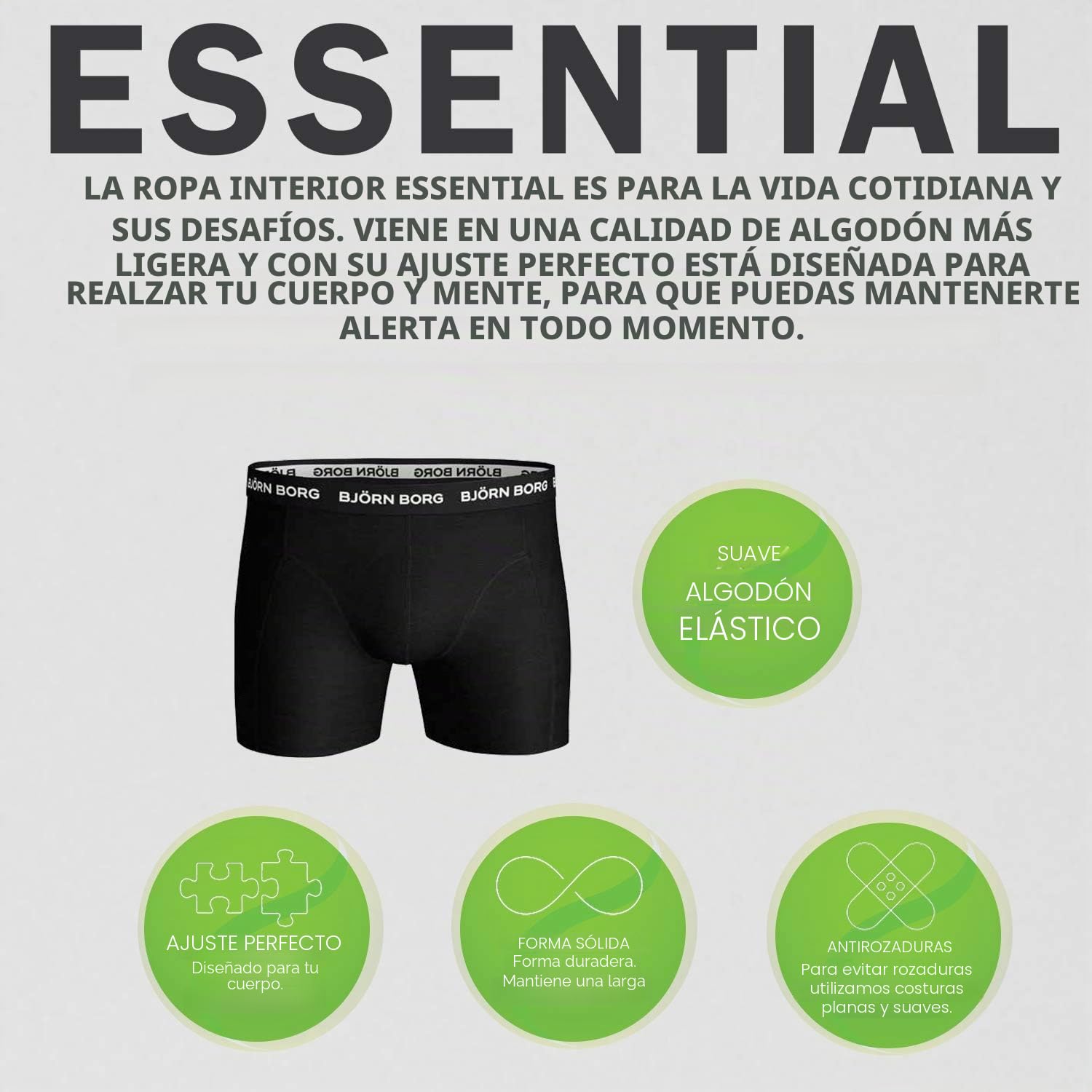 Björn Borg Boxershorts Hombre 5-Pack - Pantalones, Algodón Stretch, Cintura con Logo