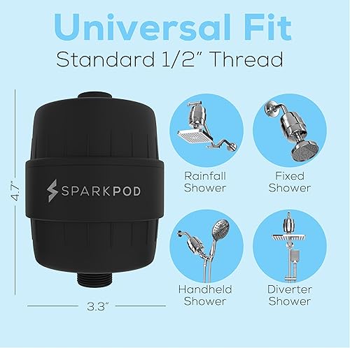 Miniatura 4 de SparkPod Filtro de cabezal de ducha de 23 etapas para cabello seco y piel Filtros de ducha universales de alto rendimiento para eliminar productos