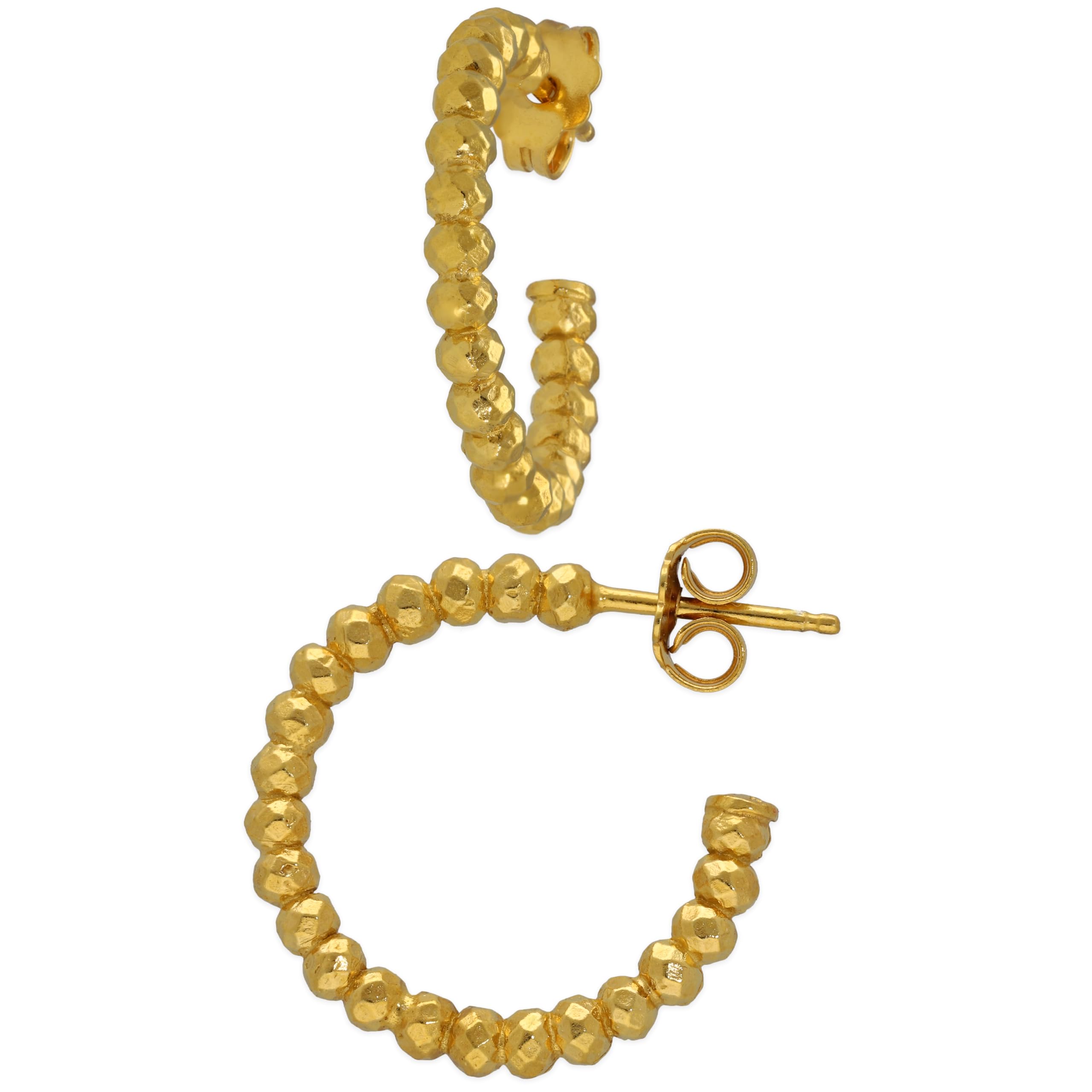 Piccoli Orecchini Cerchio Huggie Boho in Argento Sterling 925 con Texture Perlata, Ipoallergenici e Senza Nichel - Paio, Fatto a mano da Emmanuela